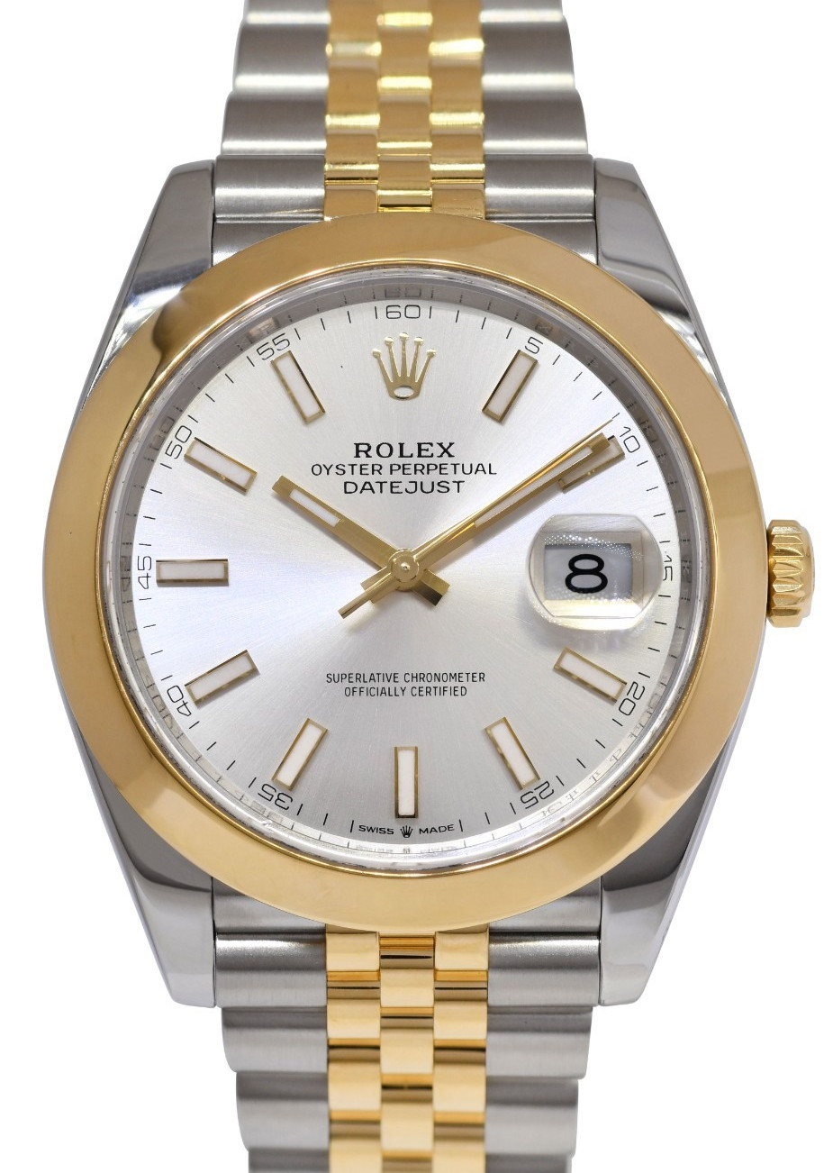 Rolex Datejust 41 18k Yellow Gold/Steel Silver Dial Jubilee Watch B/P '19 126303