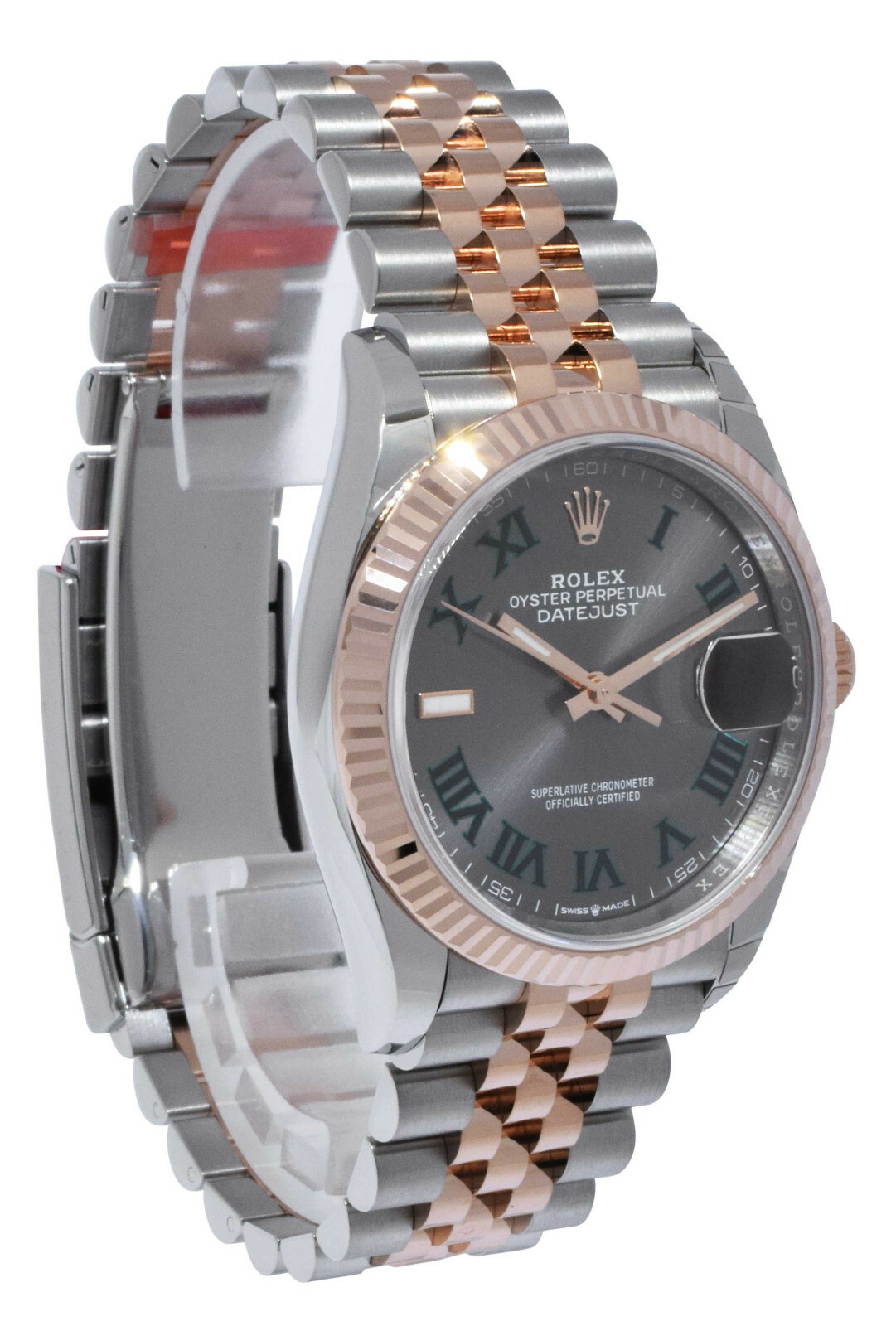 NEW Rolex Datejust 36 18k RG/Steel Wimbledon Gray Dial Watch '21 B/P 126231