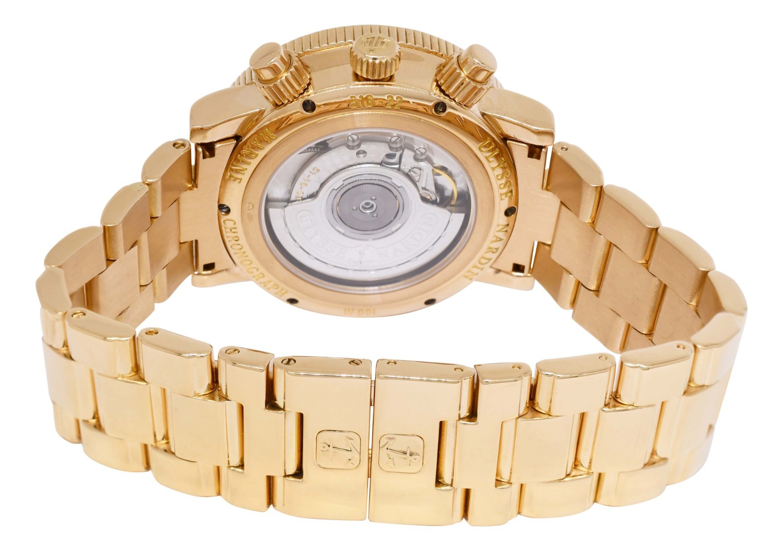Ulysse Nardin Marine Annual Chronograph 18k Rose Gold 40mm Watch B/P 516-22