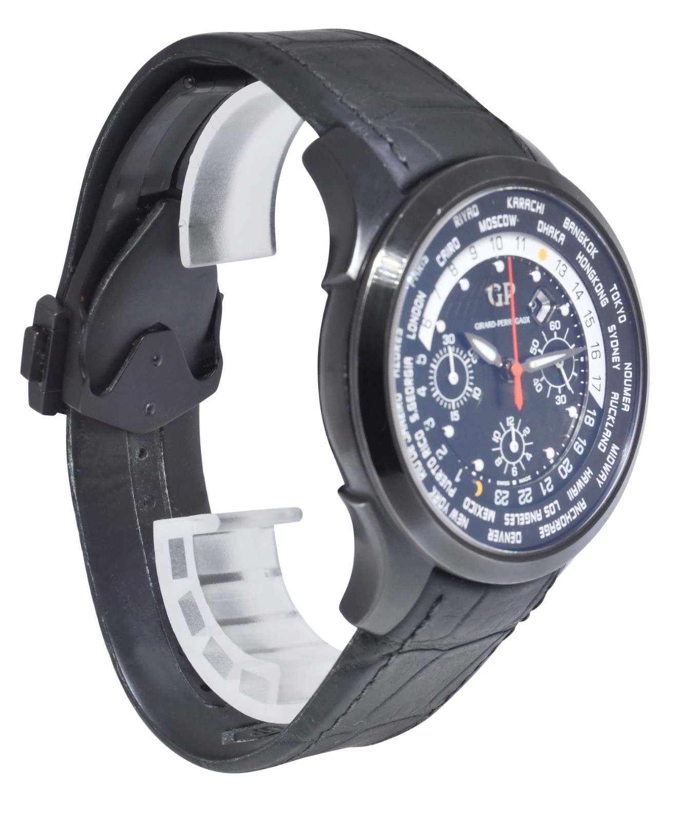 Girard Perregaux Traveller WWTC Chronograph Black Titanium DLC 44mm Watch 49700