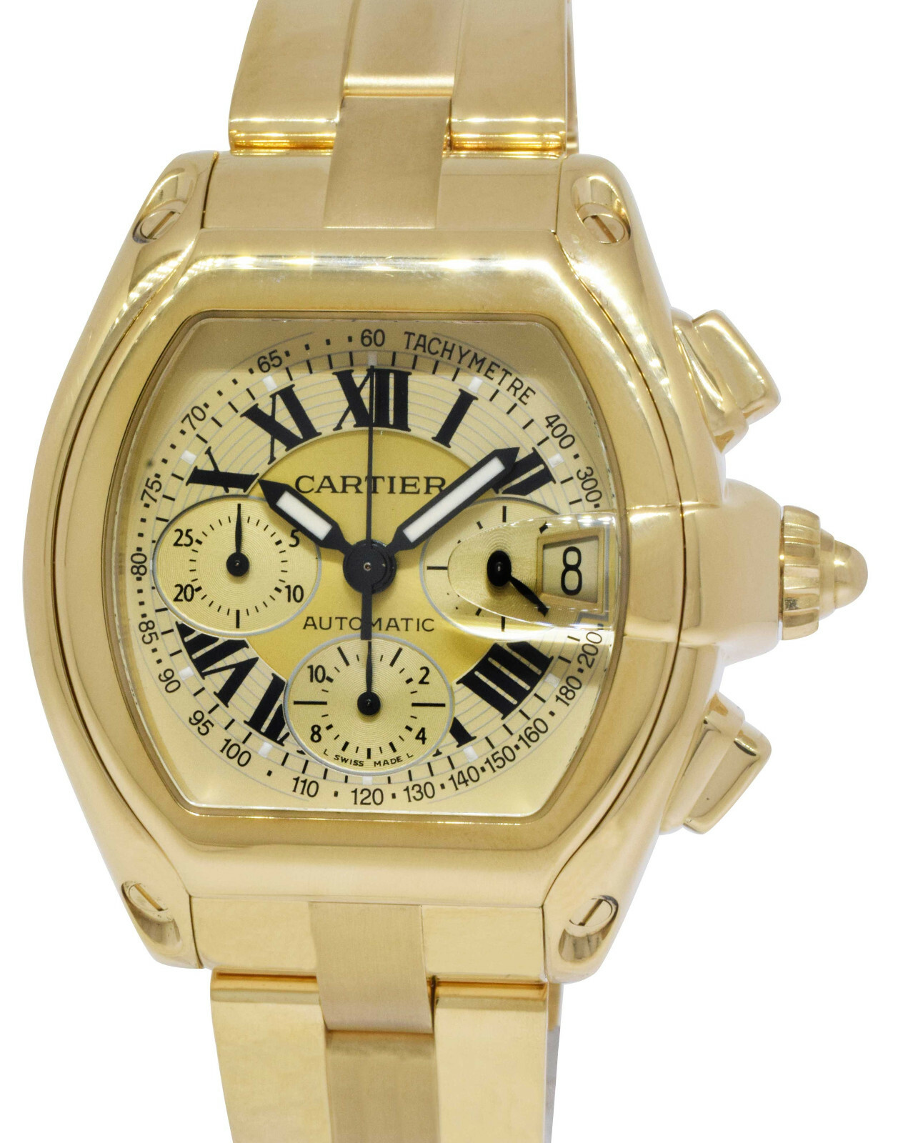 Cartier Roadster XL Chronograph 18k Yellow Gold Champagne Dial Mens Watch 2619 Cartier Roadster XL Chronograph 18k Yellow Gold Champagne Dial Mens Watch 2619