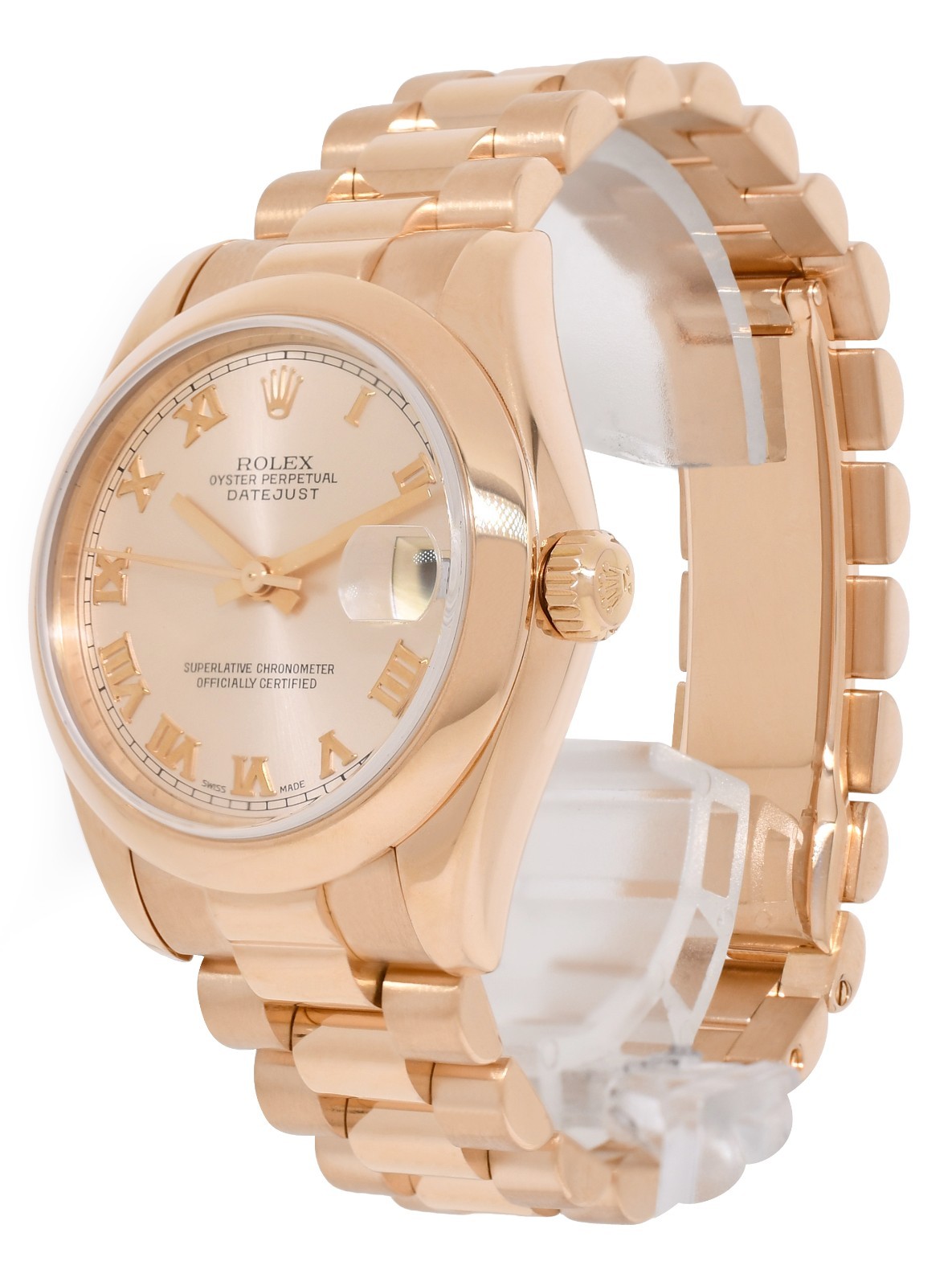 Rolex Datejust President 18k Rose Gold Pink Dial Ladies 31mm Watch Y 178245