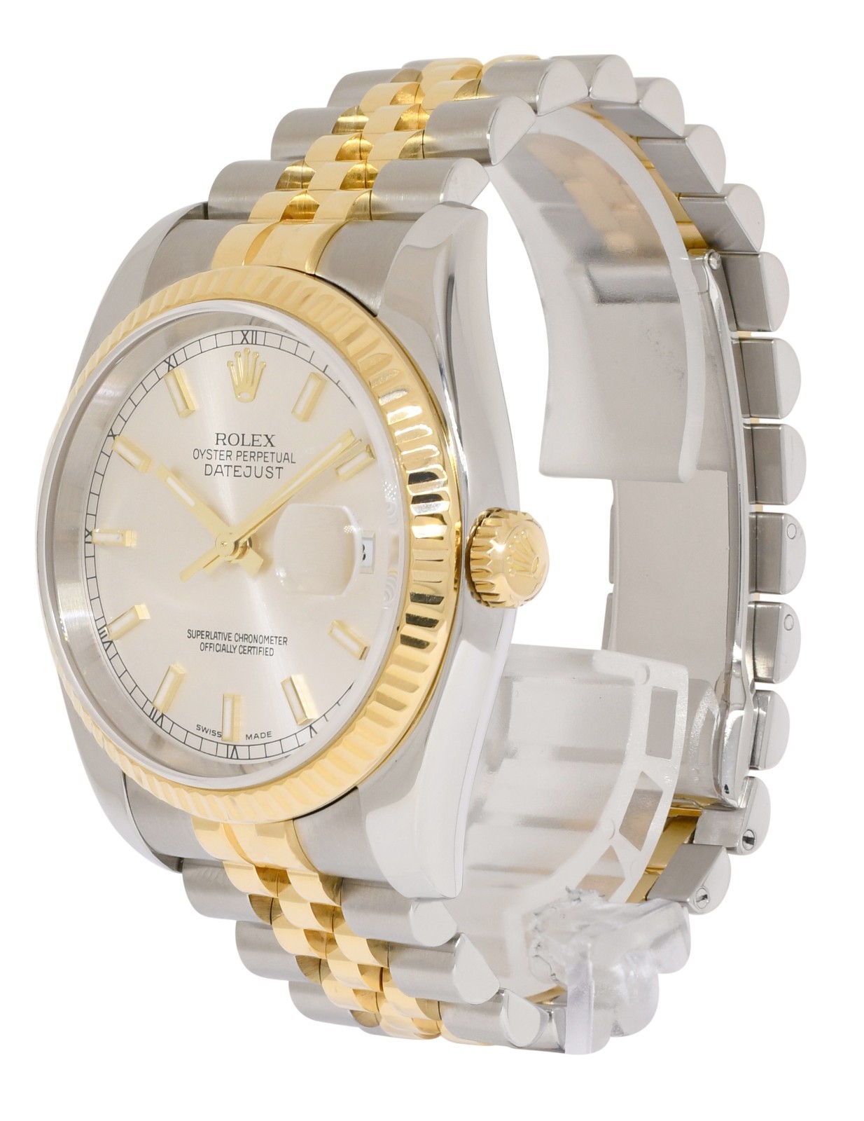 Rolex Datejust 18k Yellow Gold/Steel Silver Dial 36mm Watch F 116233