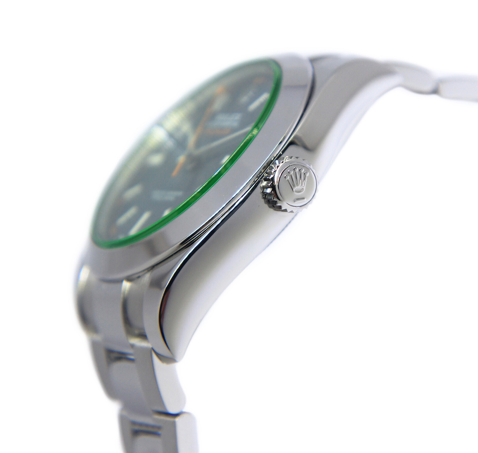 Rolex Milgauss Steel Blue Dial Green Crystal Mens 40mm Watch +Card '21 116400