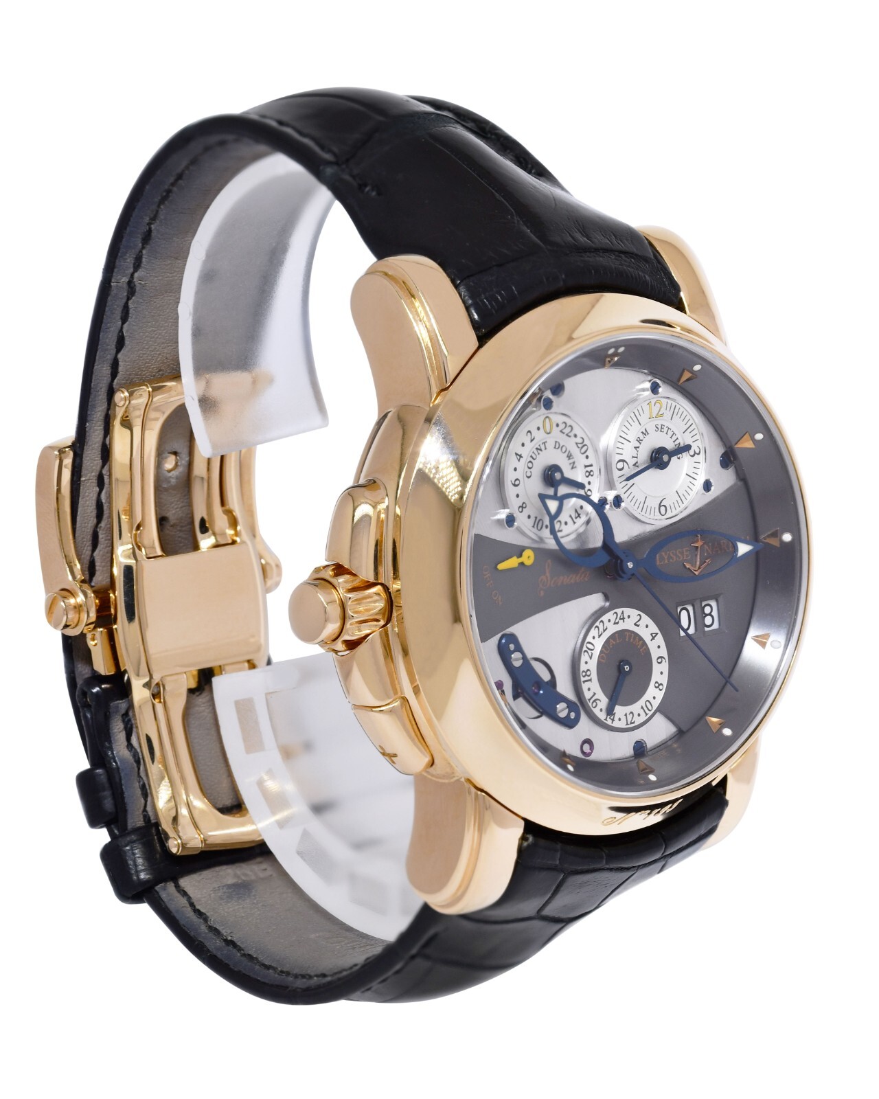 Ulysse Nardin Sonata Cathedral 18k Rose Gold Dual Time Alarm 42mm Watch 676-88
