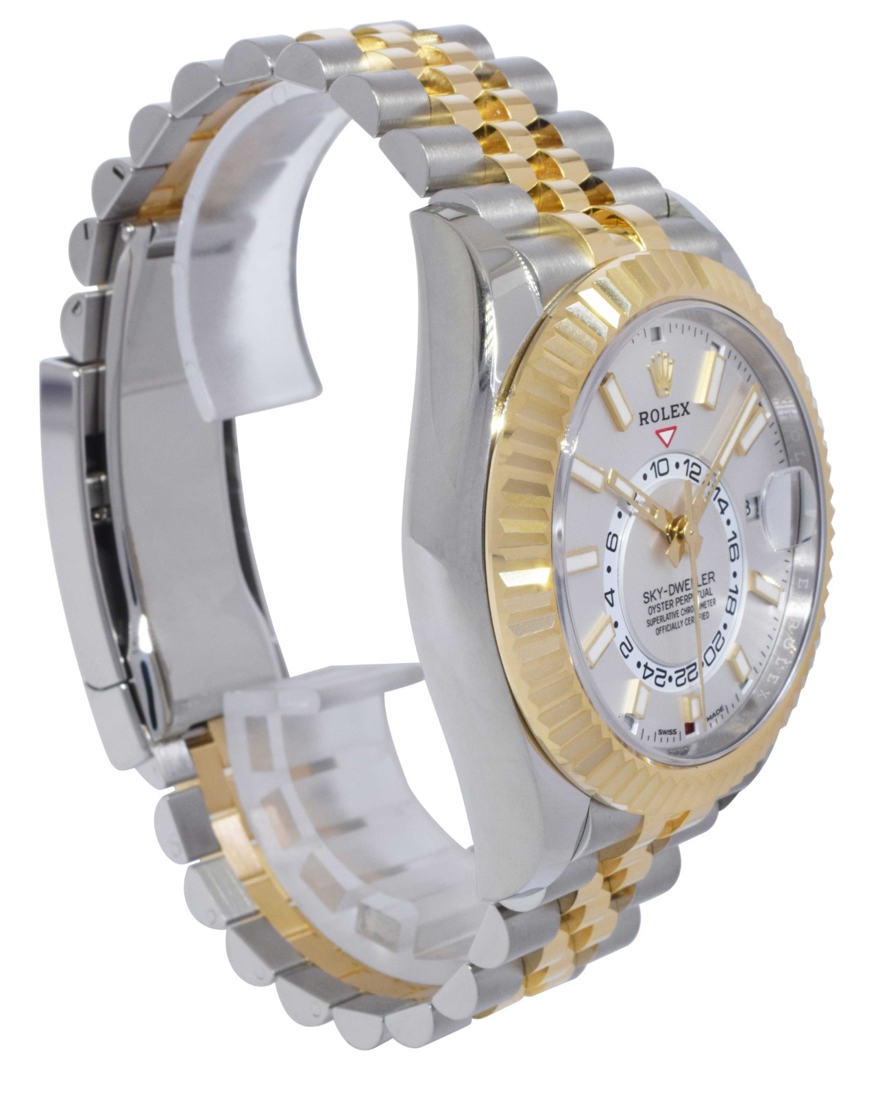Rolex Sky-Dweller 18k Yellow Gold/Steel White Dial GMT 42mm Watch B/P '22 326933