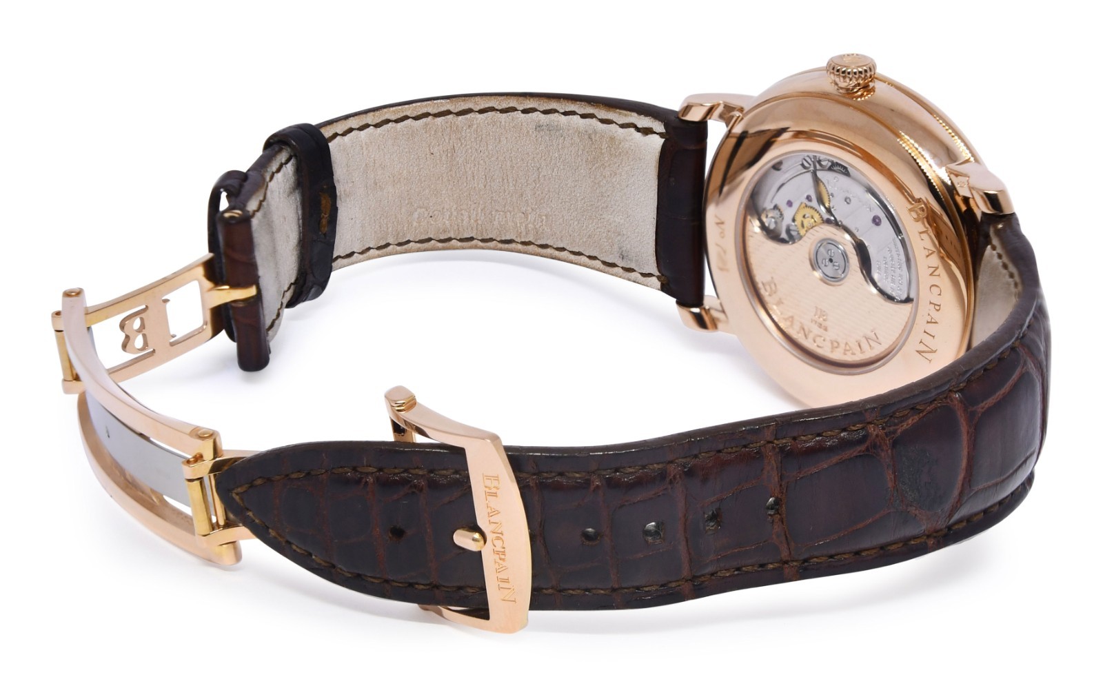 Blancpain Villeret Ultra Slim Rose Gold Retrograde Watch +Card 6653Q-3642-55B