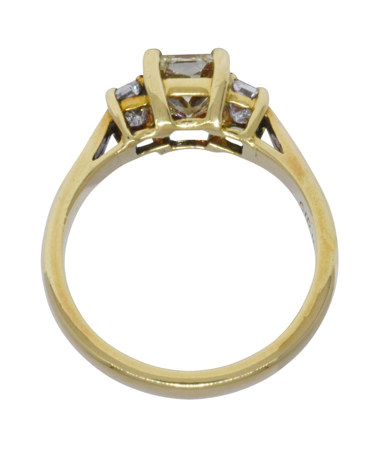 1.32 CT Cut Corner Rectangular 18K Gold & Diamond Ring GIA Fancy Light Yellow