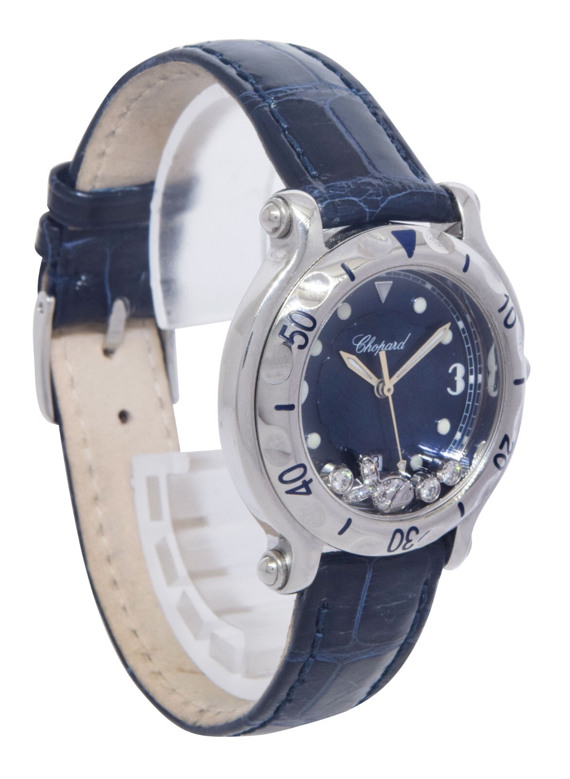 Chopard Happy Sport Fish Steel Blue Dial Ladies 32mm Quartz Watch 27/8921