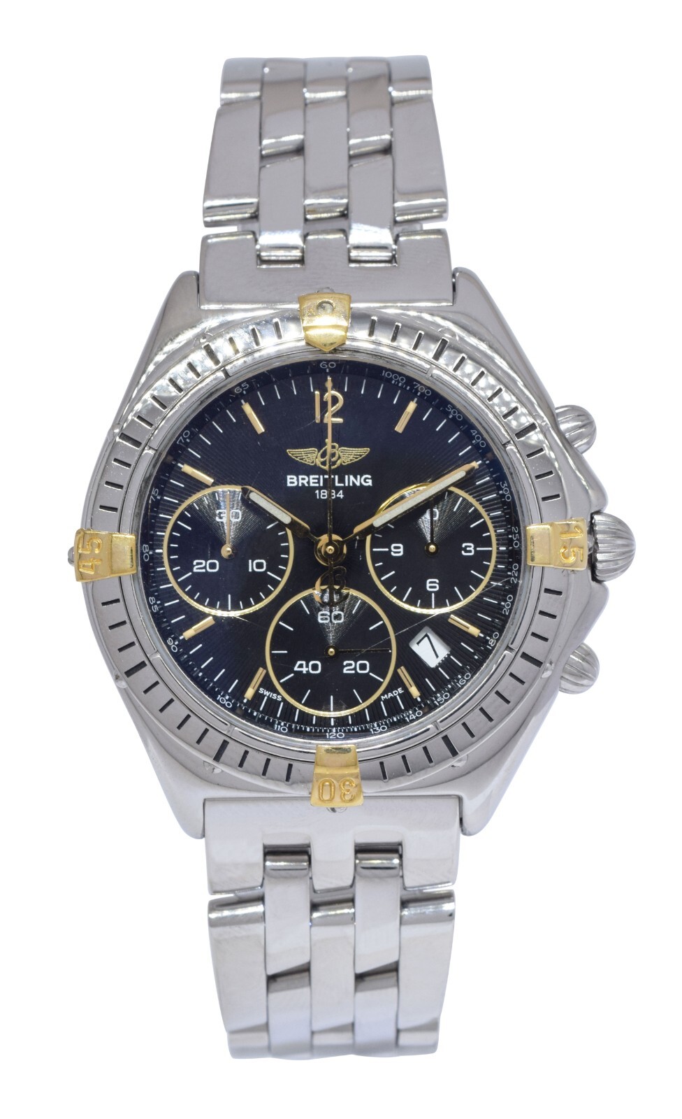 Breitling Windrider Chrono Sextant Steel Black Dial 36mm Quartz Watch B/P B55046