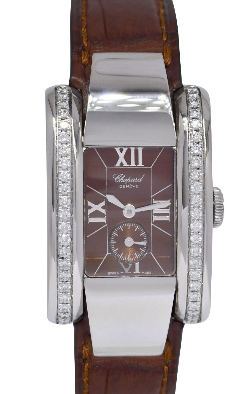 Chopard La Strada Steel Brown Dial Diamond Bezel Ladies Quartz Watch 41/8412