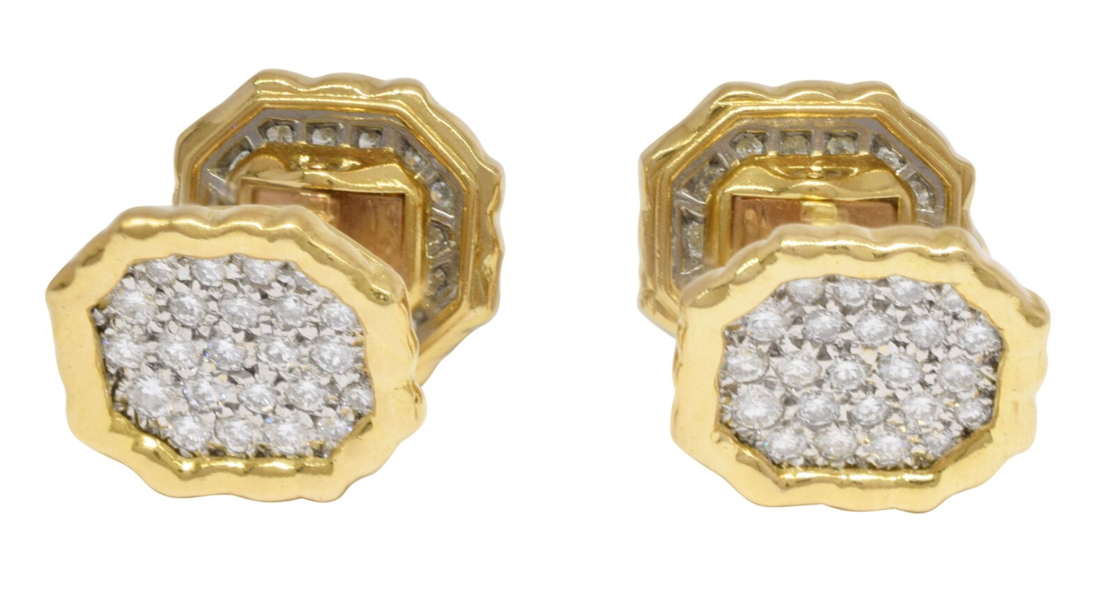 Van Cleef & Arpels Vintage 18k Yellow Gold & Diamond Cufflinks