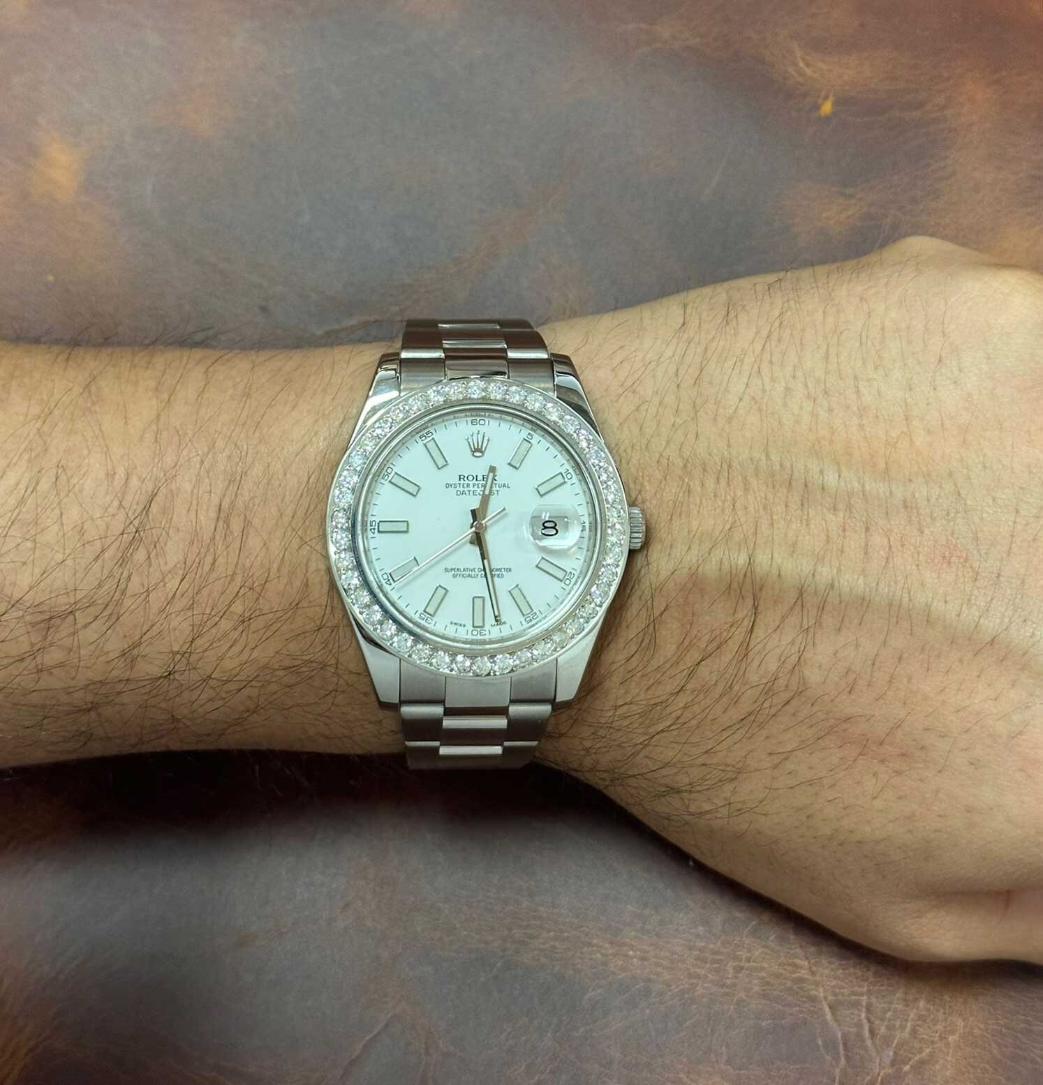 Rolex Datejust II Steel White Dial & Diamond Bezel 41mm Watch 116300
