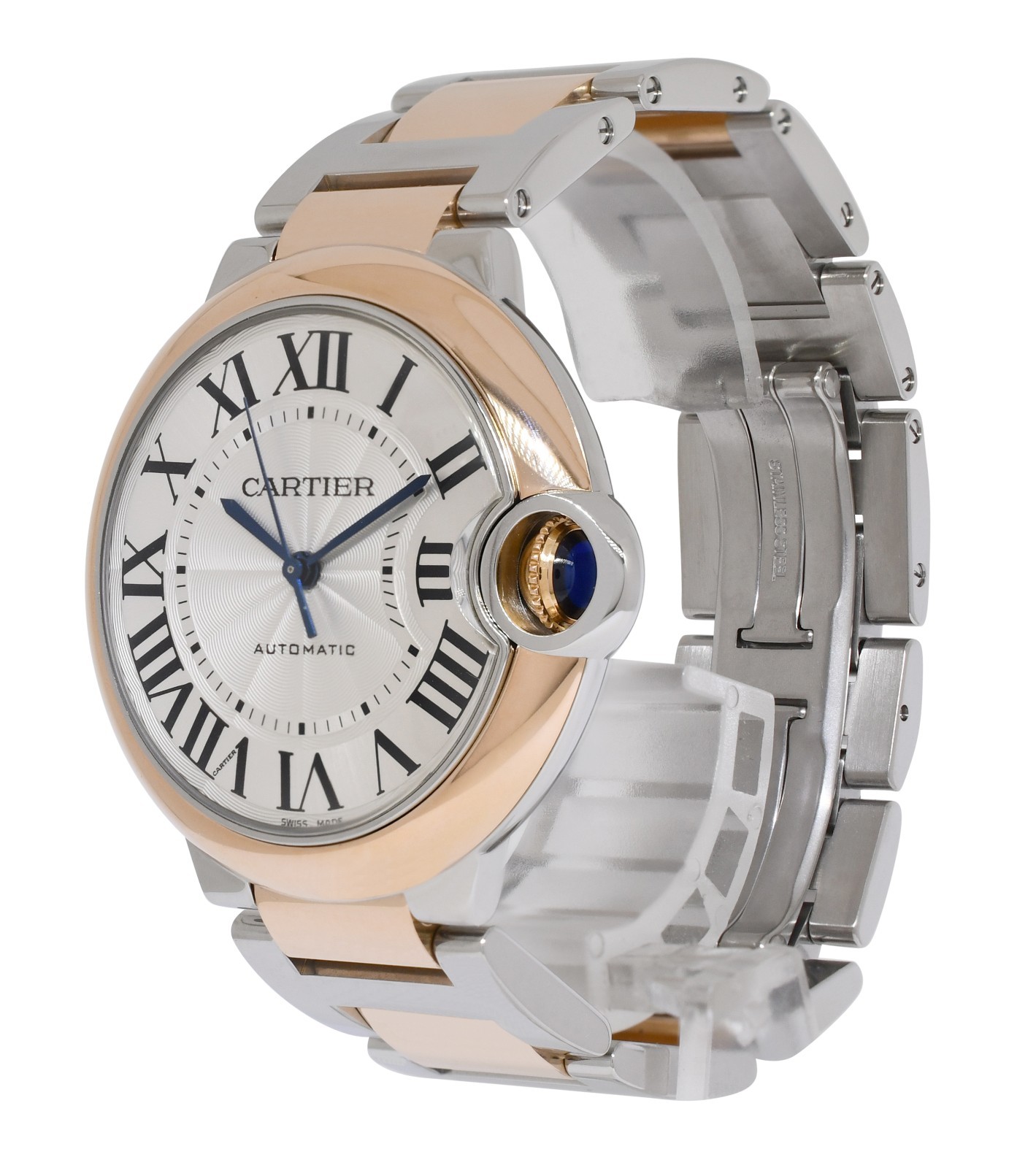 Cartier Ballon Bleu 36mm Rose Gold/Steel Automatic Watch B/P W2BB0003 3754