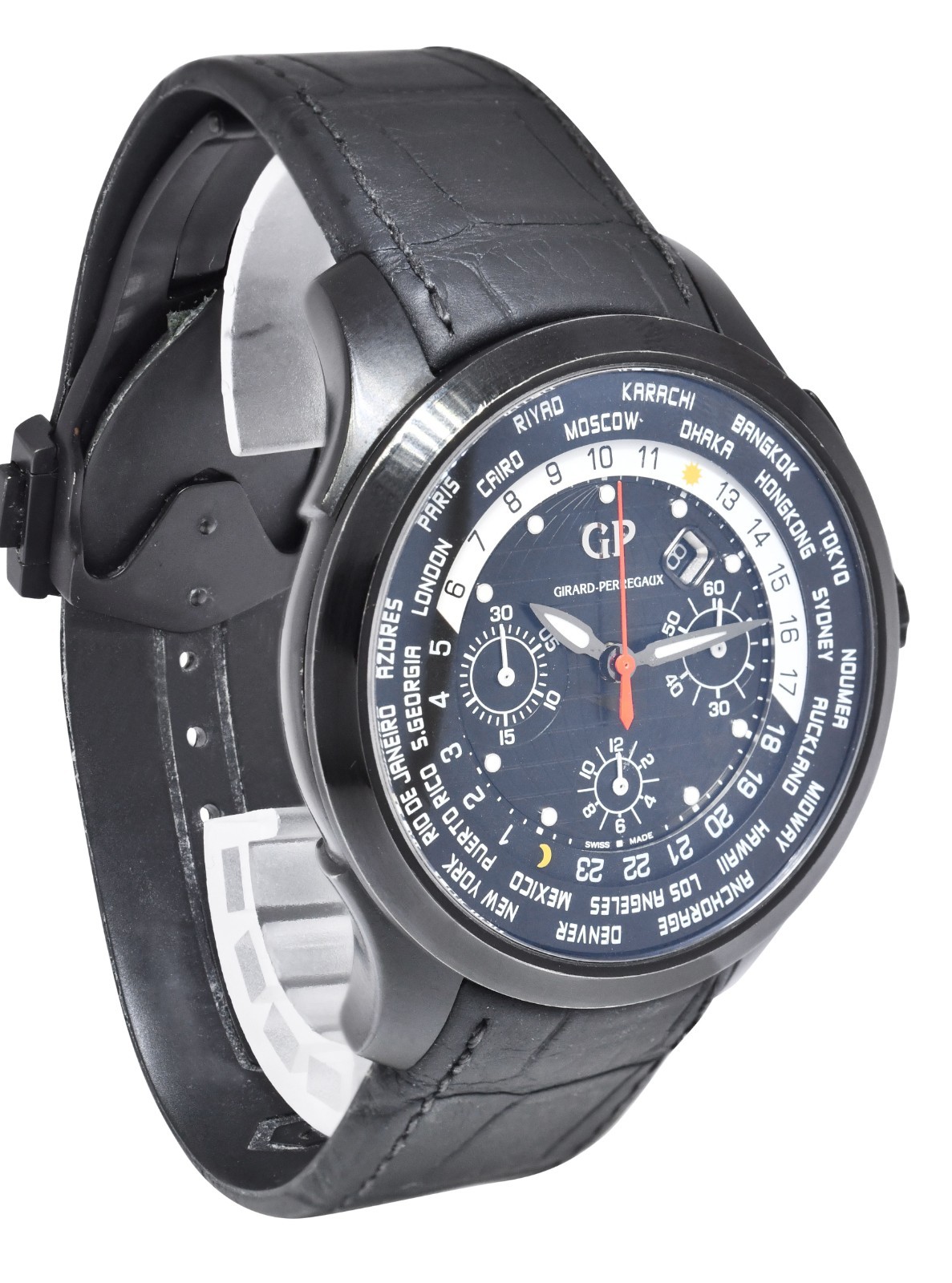 Girard Perregaux Traveller WWTC Chronograph Black Titanium DLC 44mm Watch 49700