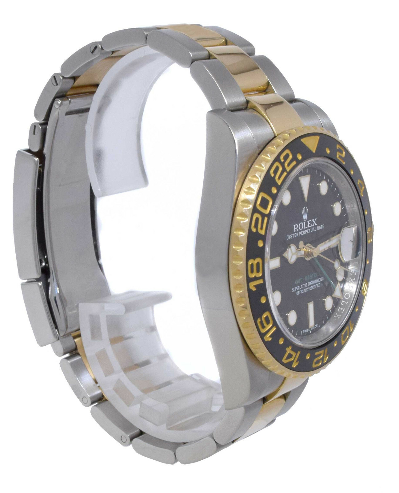 Rolex GMT-Master II 18k YG & Steel Black Ceramic Mens 40mm Watch B/P M 116713