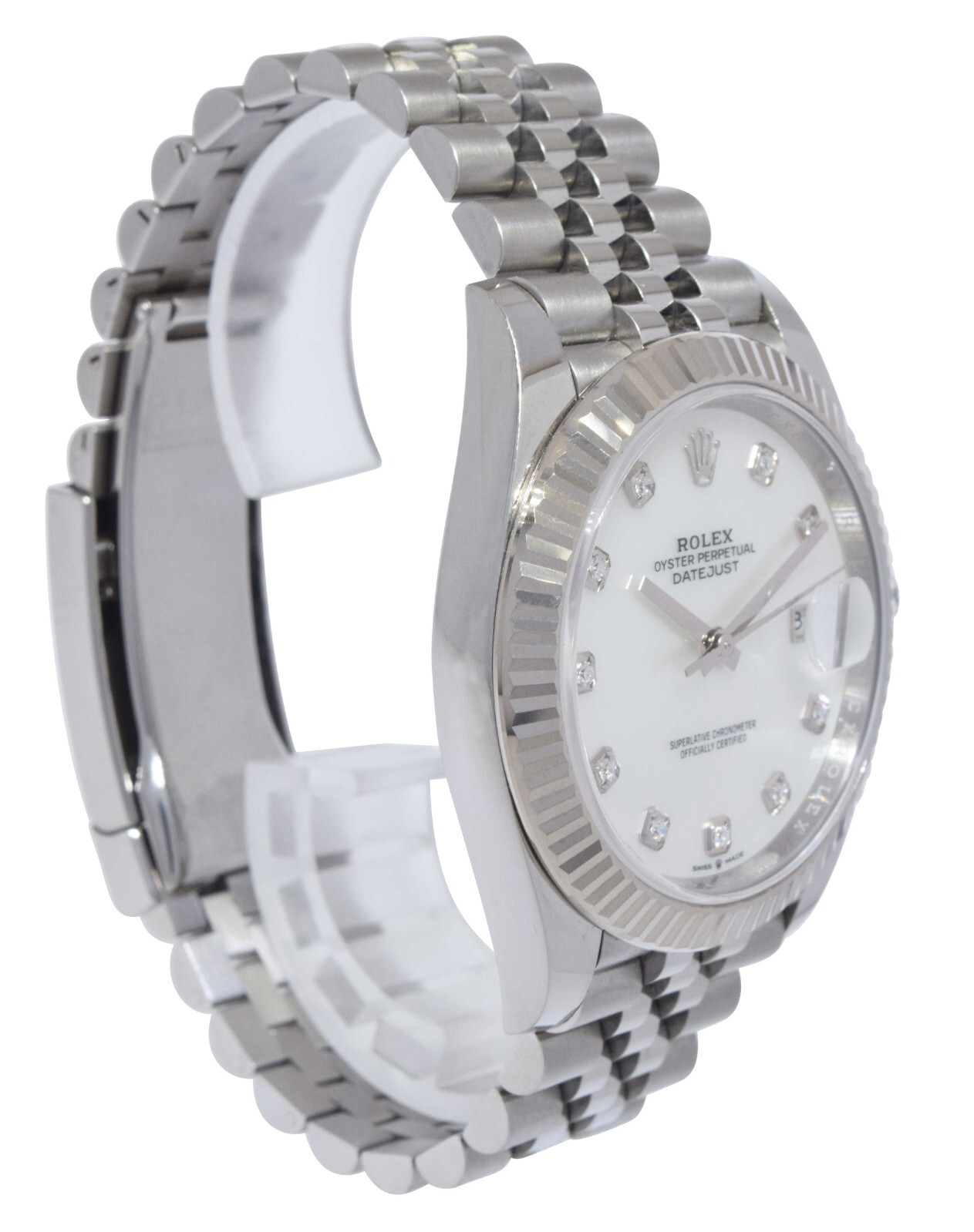 Rolex Datejust 41 Steel & 18k Gold Bezel MOP Diamond Dial Watch B/P '20 126334