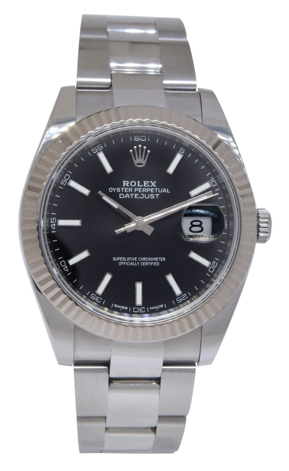 Rolex Datejust 41 Steel & Gold Bezel Black Dial Oyster Watch +Card '18 126334