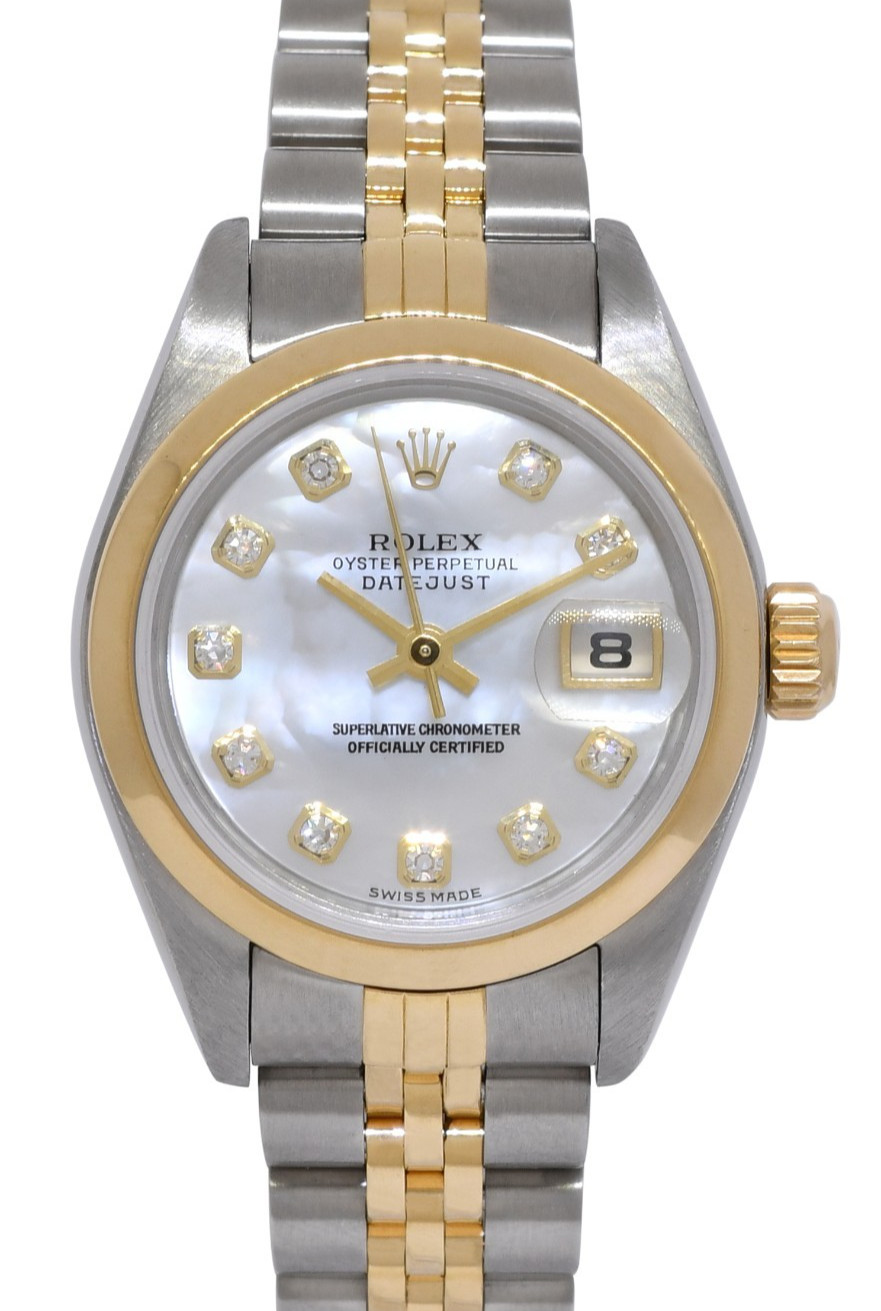 Rolex Datejust 18k Yellow Gold/Steel MOP Diamond Dial Ladies 26mm Watch F 79163 Rolex Datejust 18k Yellow Gold/Steel MOP Diamond Dial Ladies 26mm Watch F 79163