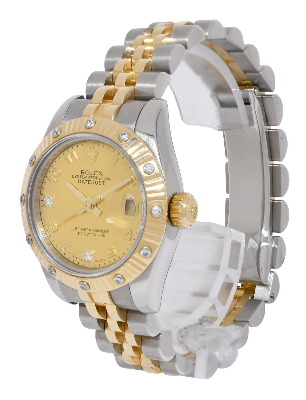 Rolex Datejust 18k Yellow Gold/Steel Diamond Dial/Bezel 26mm Watch D 179313