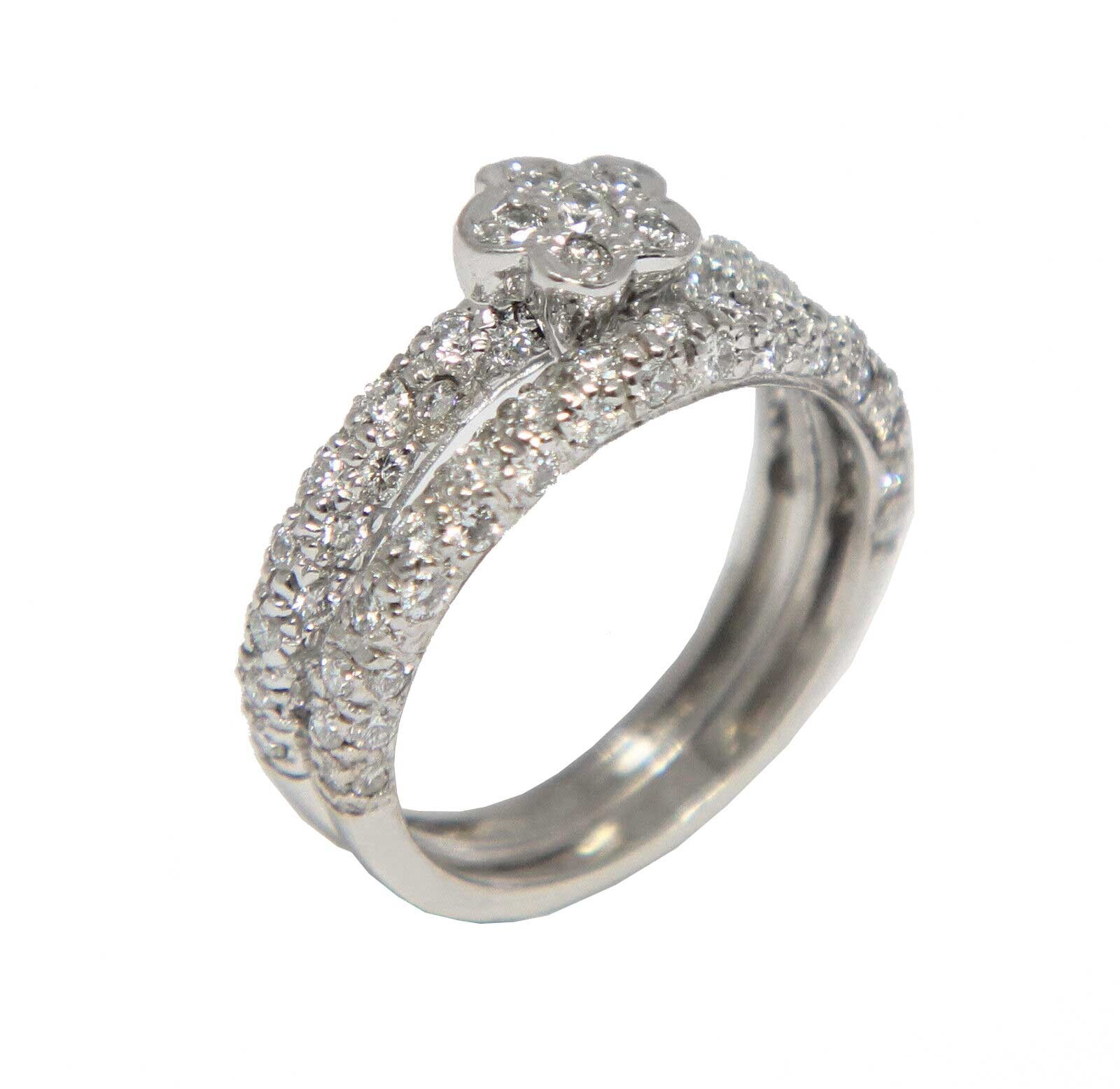 0.90 Carat Pave Diamond & 14k White Gold Ring Size 5.5