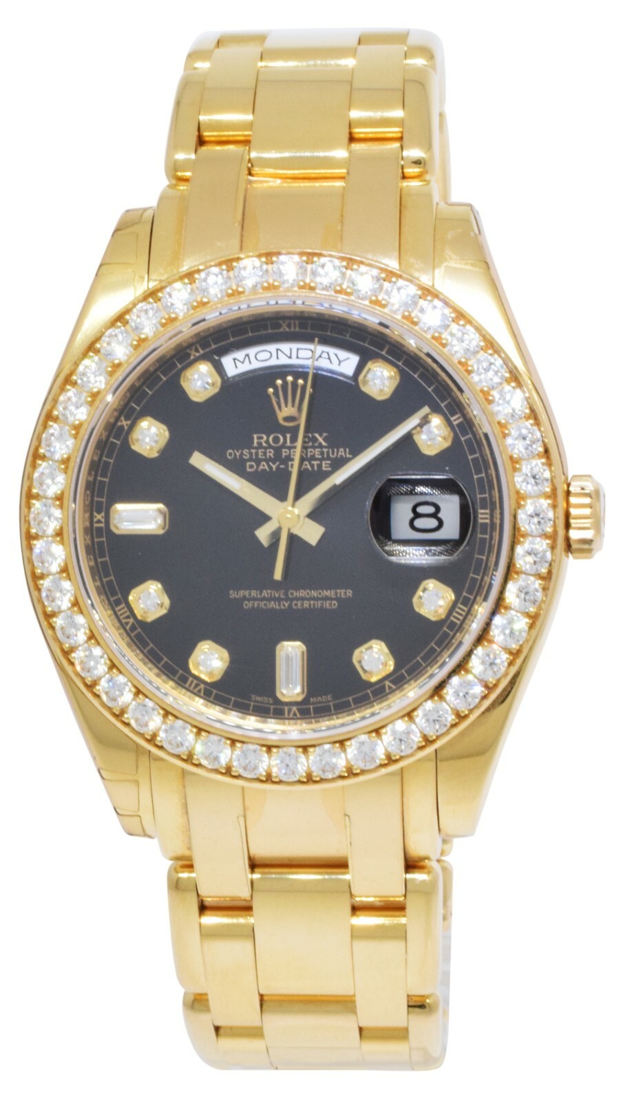 Rolex Masterpiece 18k Yellow Gold Black Diamond Dial/Bezel 39mm Watch 18948