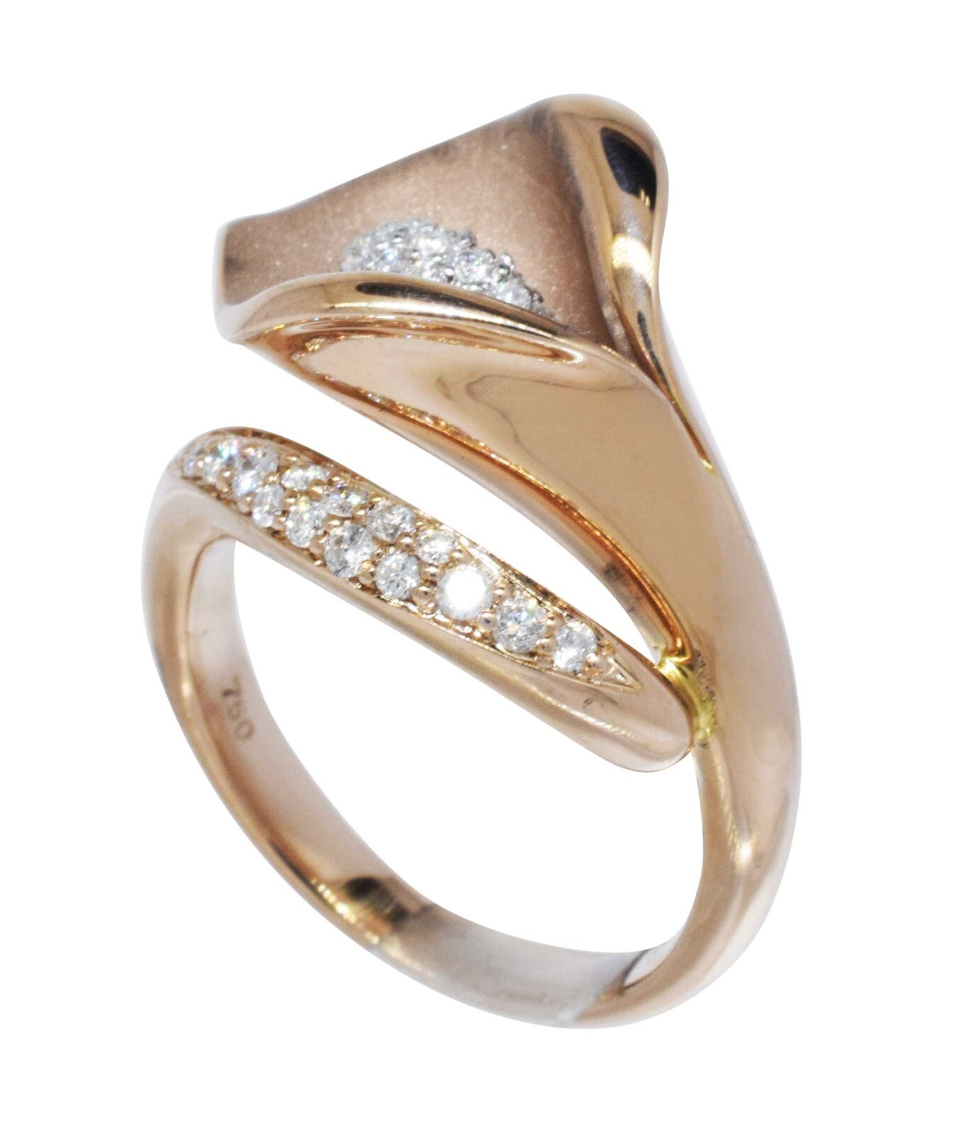 Sonia Bitton 18k Rose Gold 0.29ct Diamond Flower Ring Size 6.75