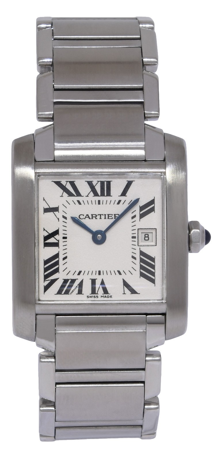 Cartier Tank Francaise Stainless Steel Quartz Ladies Midsize Date Watch 2465