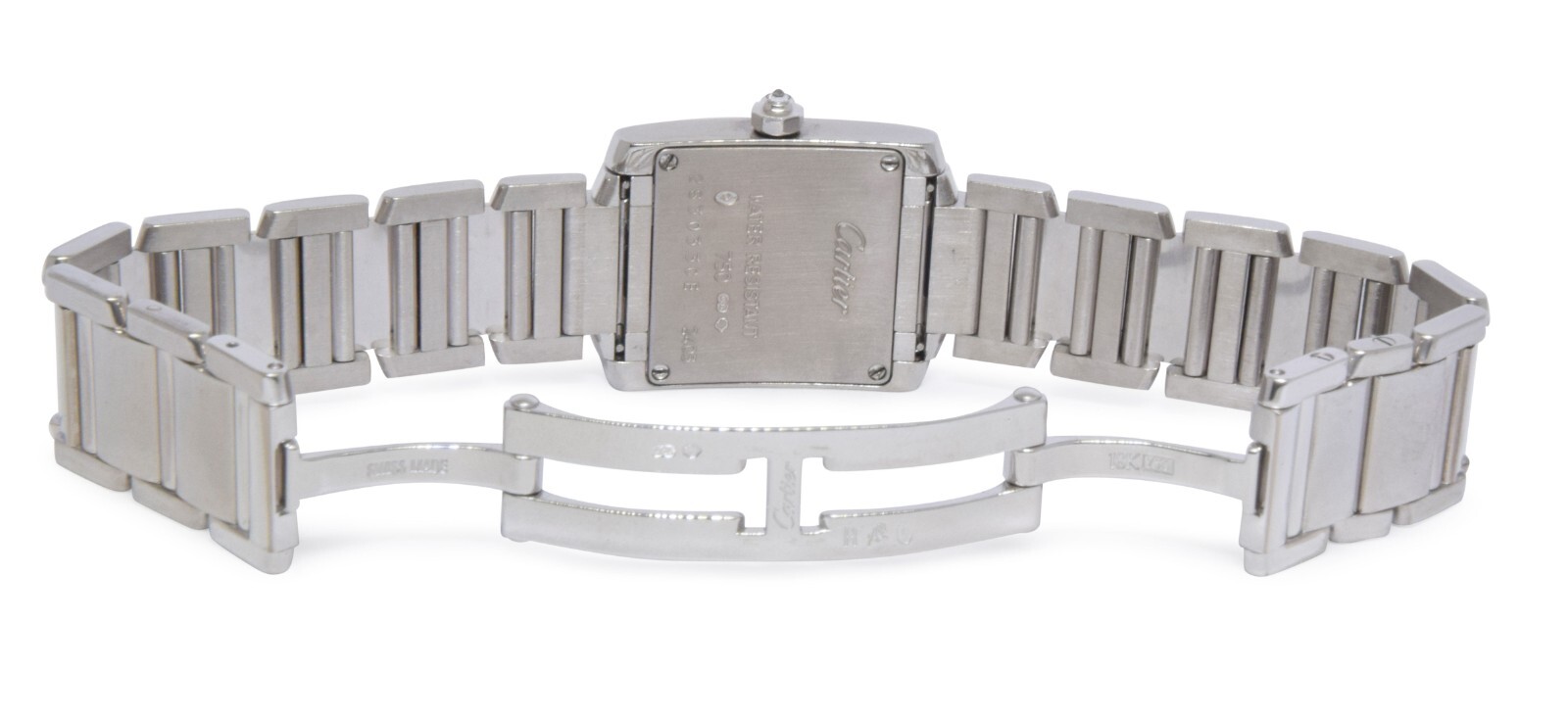 Cartier Tank Francaise Small 18k White Gold Diamond Ladies Watch WE1002S3 2403