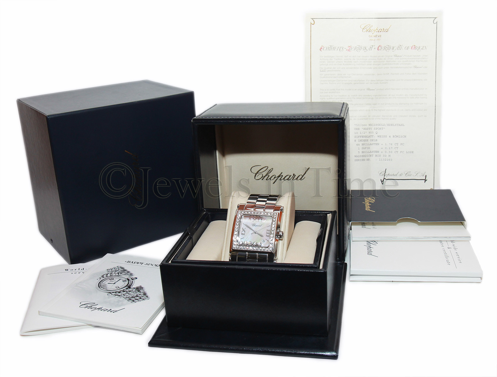 Chopard Happy Sport Square XL Stainless Steel MOP Diamond Watch 28-8448/20