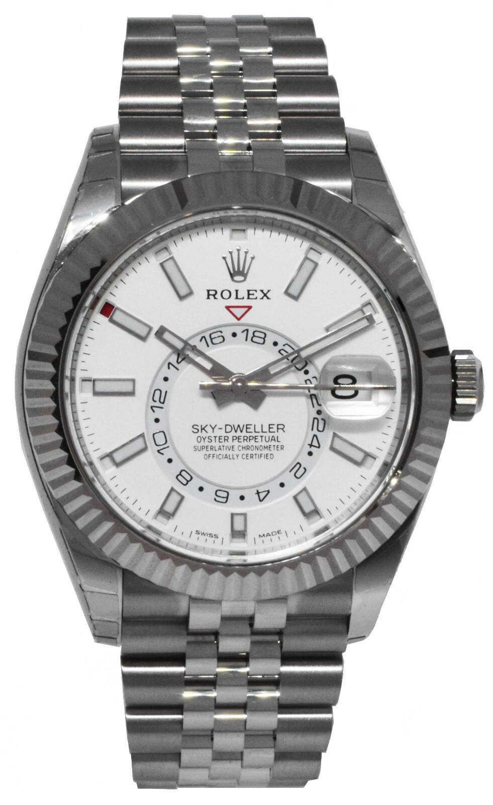 NOS Rolex Sky-Dweller Steel /18k WG 42mm White Dial Jubilee Watch B/P '21 326934