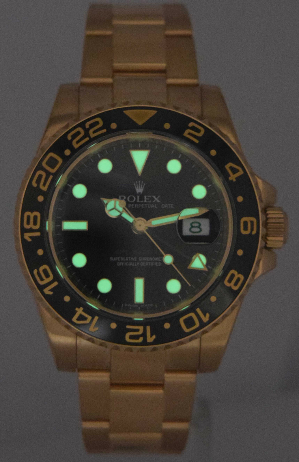 Rolex GMT-MASTER II 18k Yellow Gold & Ceramic Black Dial 40mm Watch Z 116718