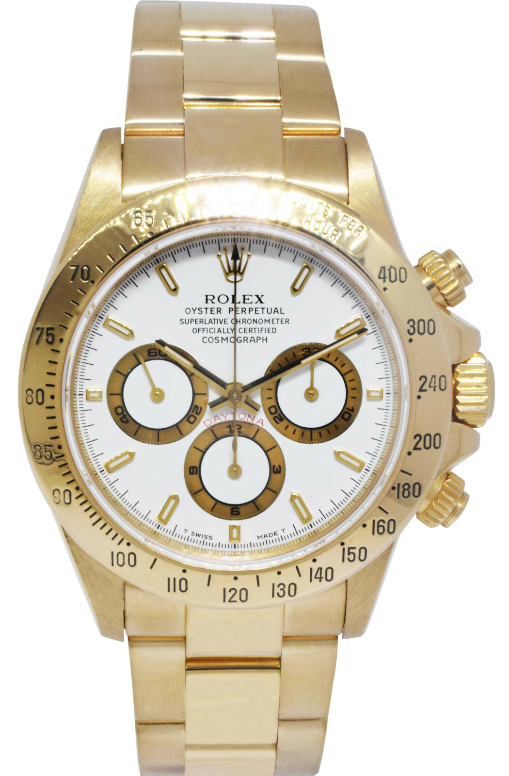 Rolex Daytona Z Movt. Chronograph 18k YG White Dial Mens 40mm Watch /Box  16528