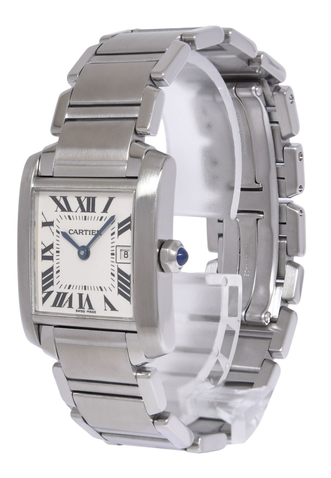 Cartier Tank Francaise Stainless Steel Quartz Ladies Midsize Date Watch 2465