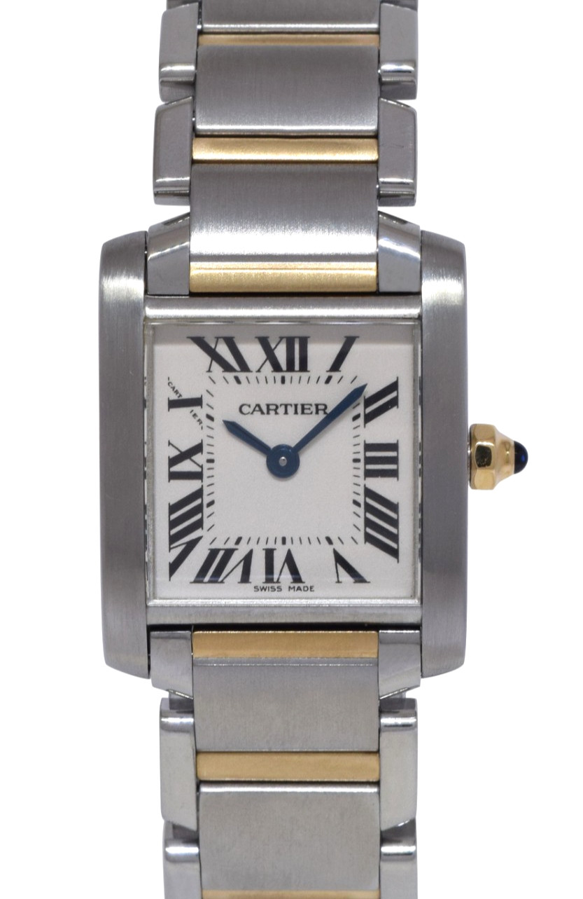 Cartier Tank Francaise Small 18k Yellow Gold/Steel Silver Dial Ladies Watch 2384
