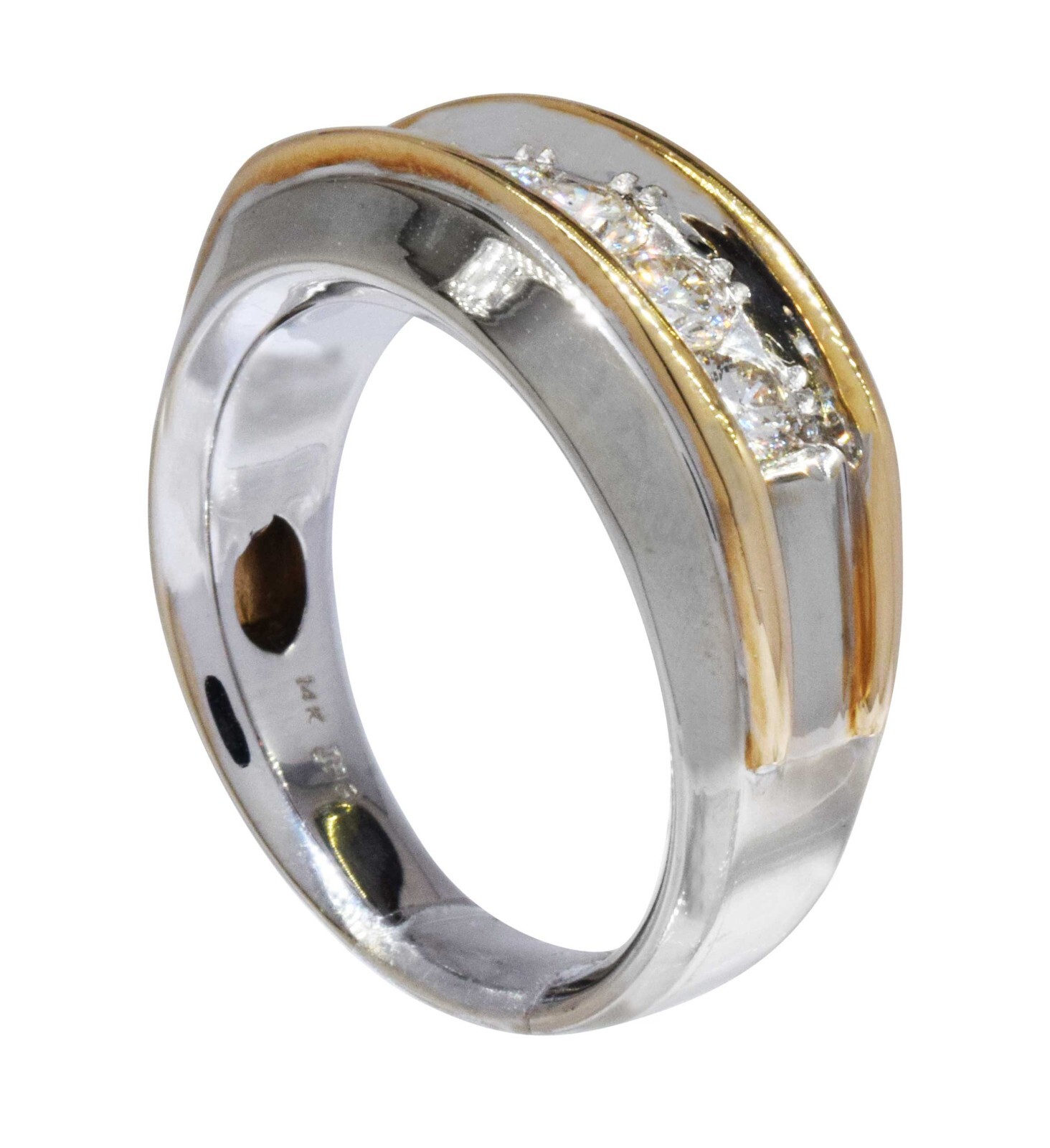 Men's 14K Yellow & White Gold Diamond Ring 10.5