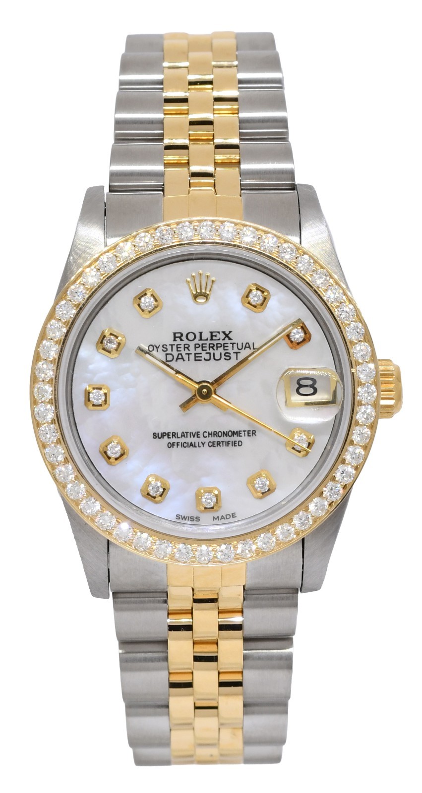 Rolex Datejust 18k Yellow Gold/Steel MOP Diamond Dial/Bezel 31mm Watch S 68273