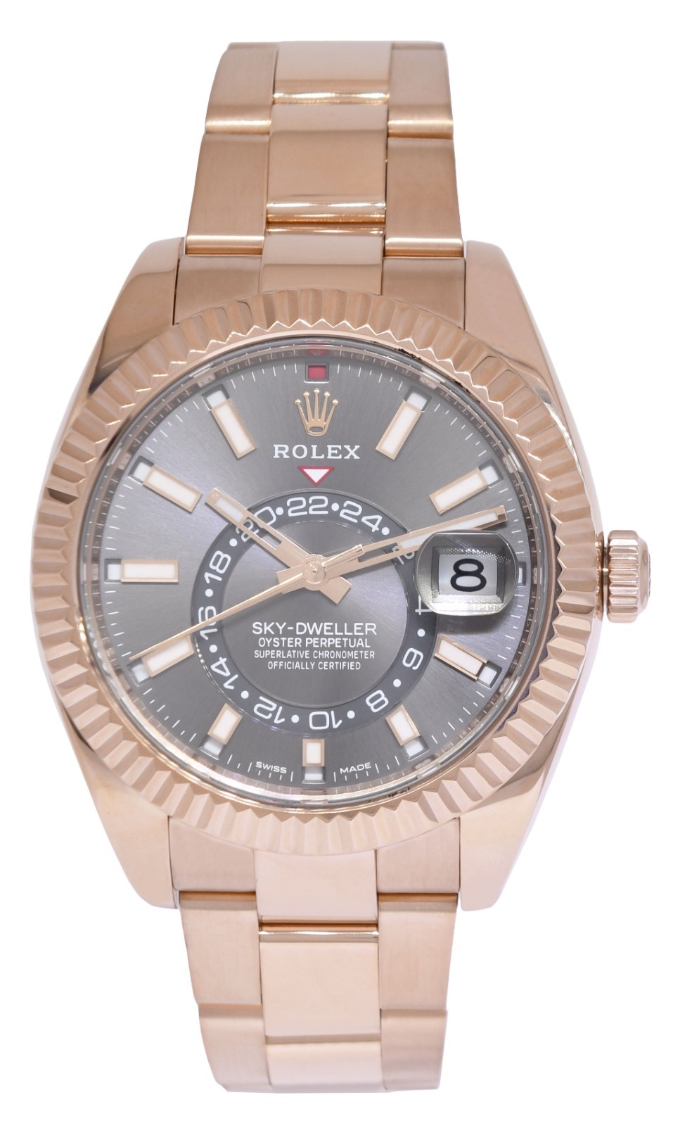 Rolex Sky-Dweller 18k Everose Gold Rhodium Dial 42mm Watch B/Papers 22' 326935