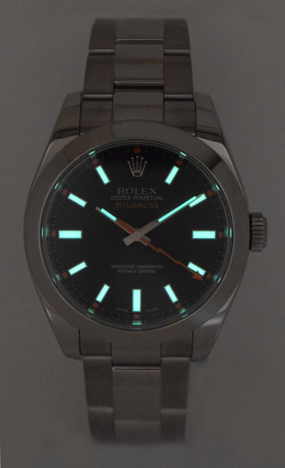 Rolex Milgauss Stainless Steel Black Dial Oyster Bracelet Watch V B/P 116400