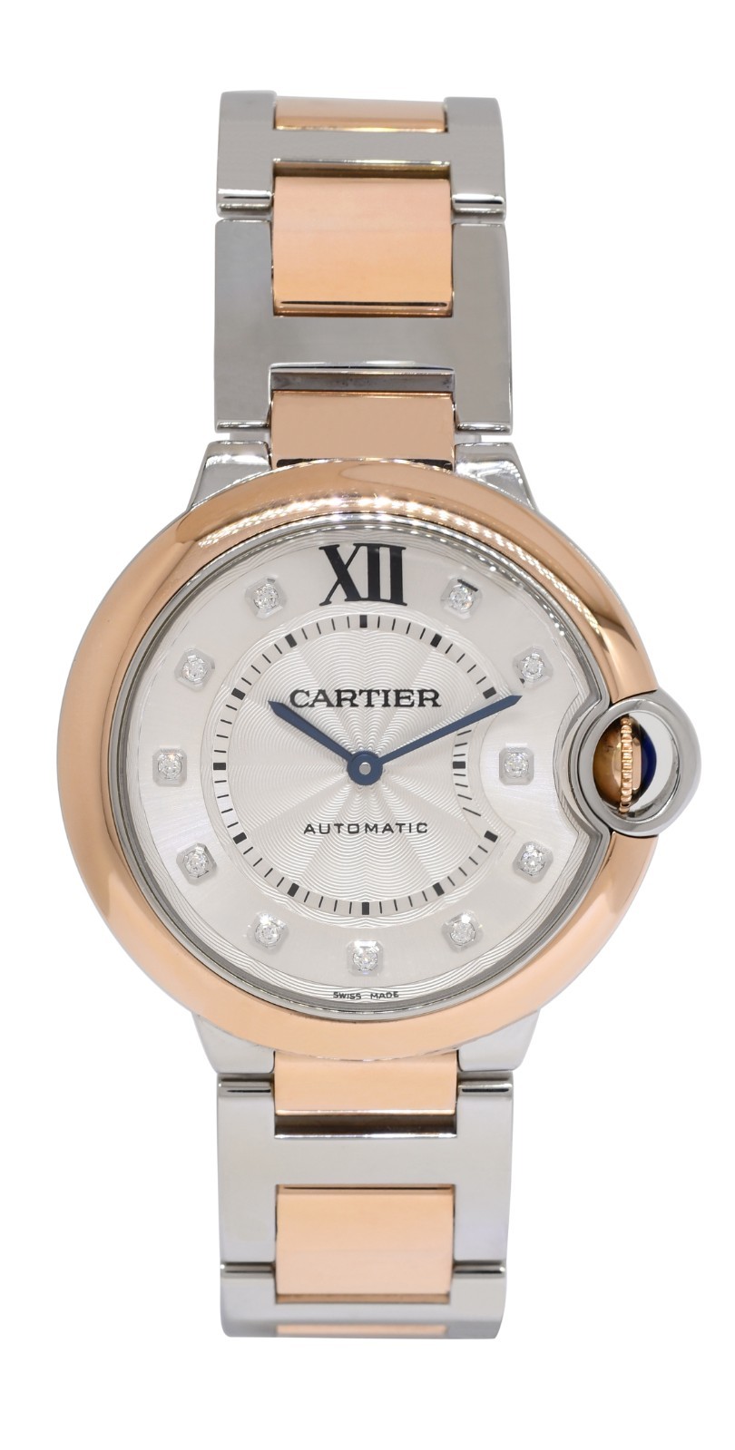Cartier Ballon Bleu 36mm Rose Gold/Steel Diamond Automatic Watch W3BB0013 3754