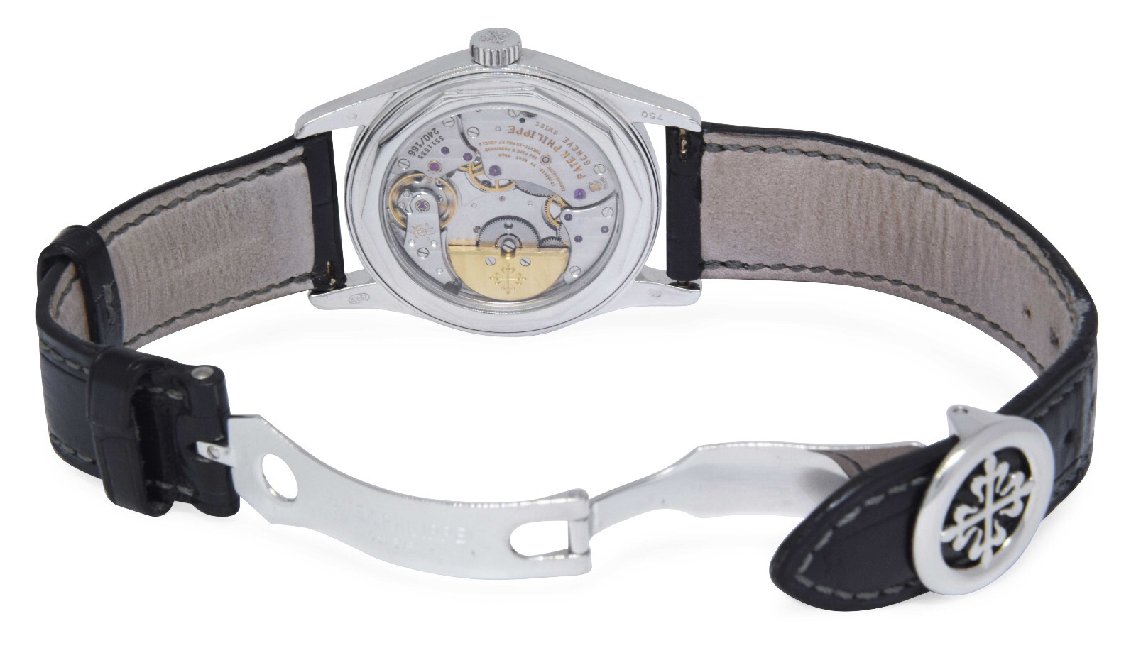Patek Philippe Calatrava 6000 18k White Gold Black Dial Mens 37mm Watch BP 6000G