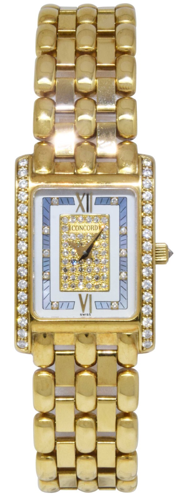 Concord Veneto 18k YG White MOP Diamond Dial Ladies 19 Quartz Watch BP 51-25-665