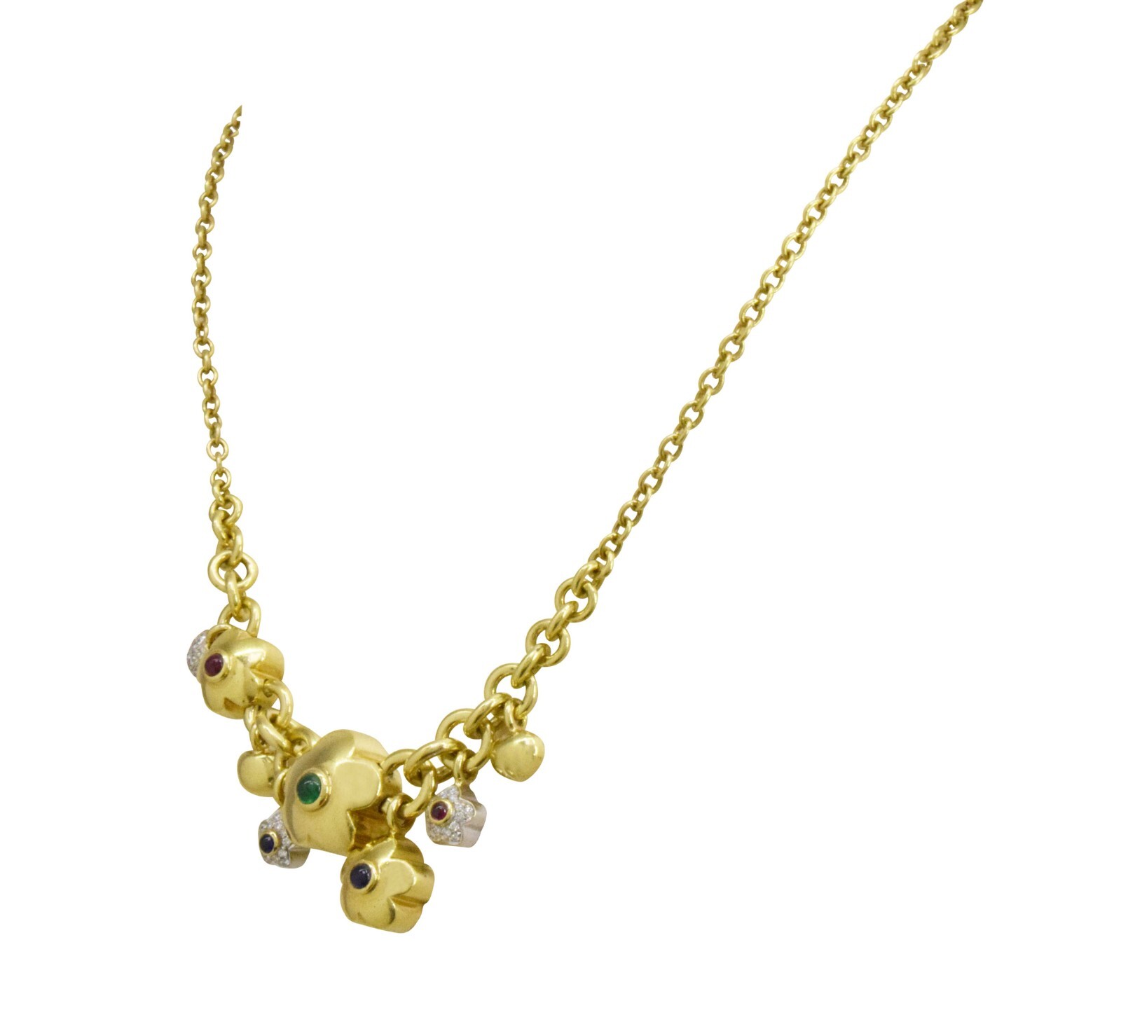 Ladies Dangle Charm Necklace 18K Yellow Gold 16.5"