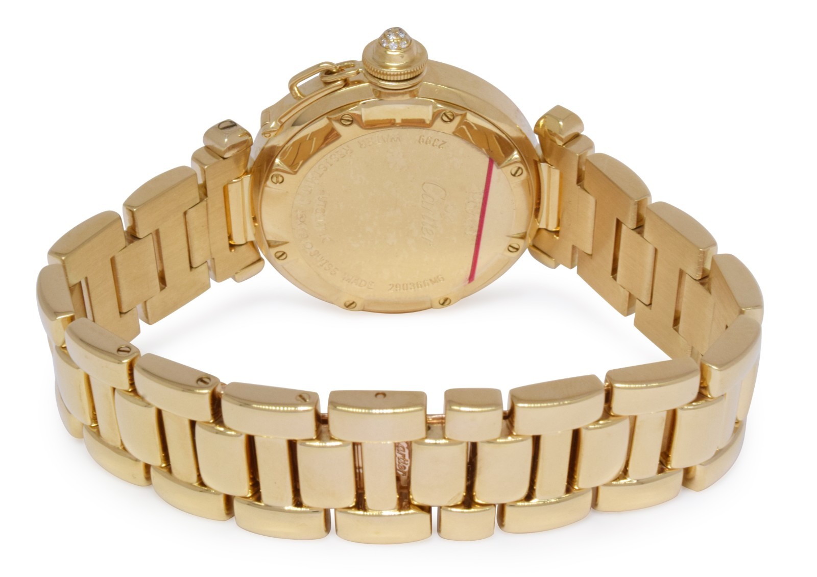 Cartier Pasha 18k Yellow Gold Diamond Grid Ladies 32mm Watch WJ1013H9 2399