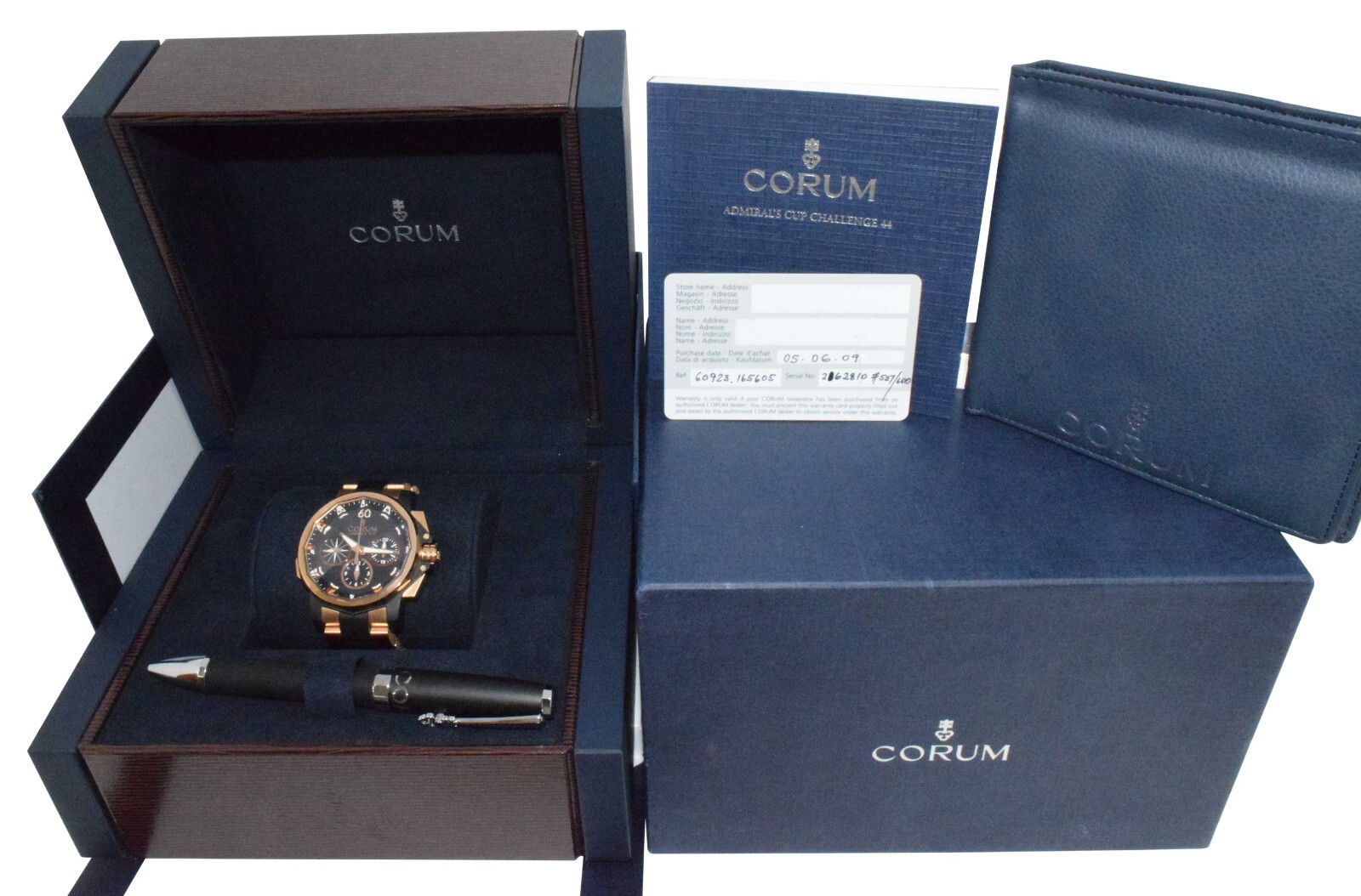 Corum Admirals Cup Challenge 44 Split Chronograph 18k RG Watch B/P 60923.165605