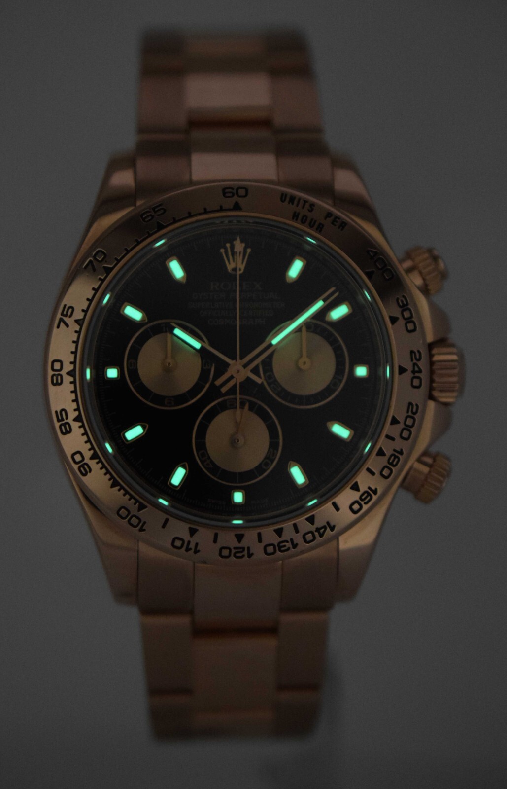 Rolex Daytona Chronograph 18k Rose Gold Black/Pink Dial Watch +Card '14 116505
