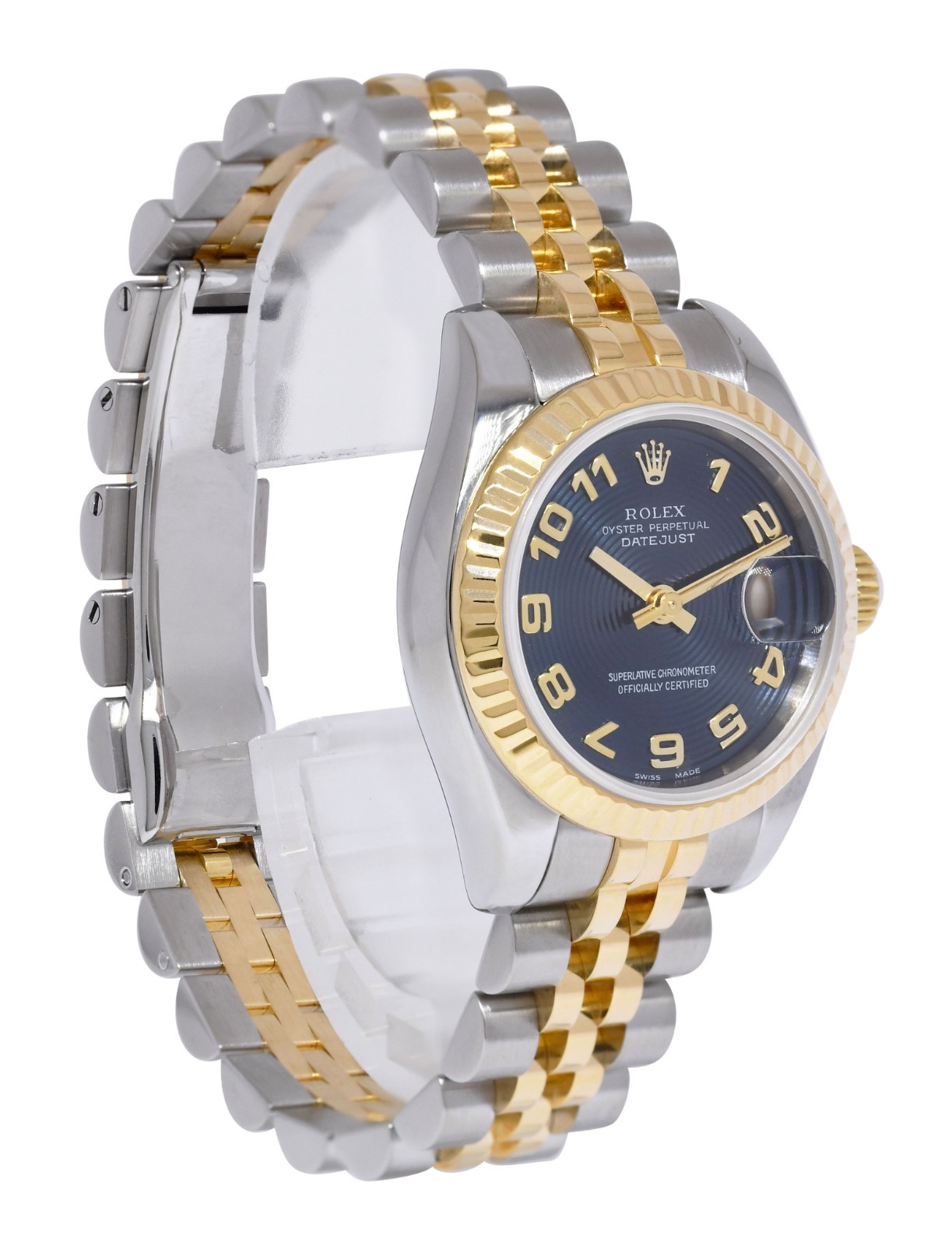 Rolex Datejust 18k Yellow Gold/Steel Blue Concentric Dial 26mm Watch D 179173