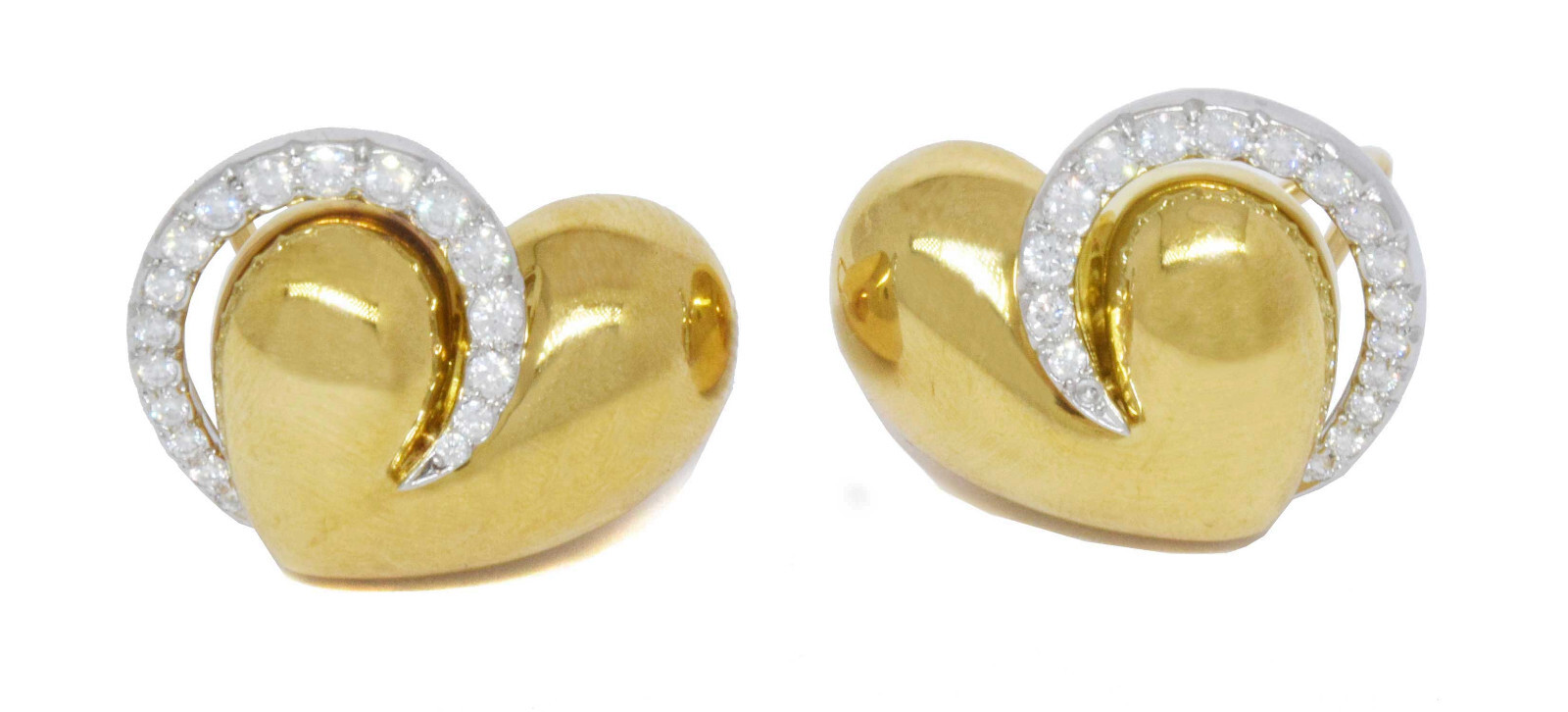 Diana Vincent 18k Yellow Gold & Platinum 1.30ct Diamond Heart Earrings