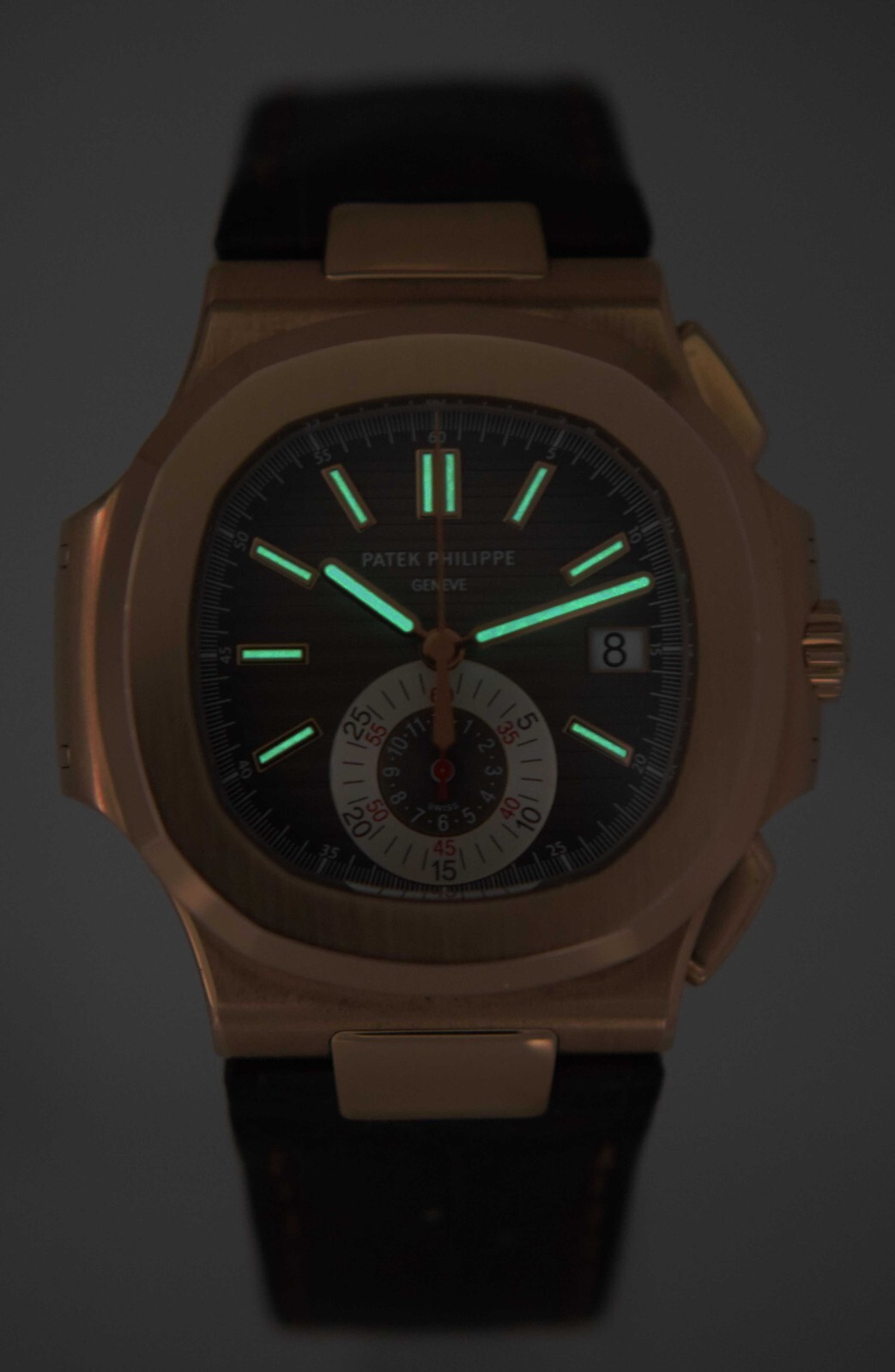 Patek Philippe 5980 Nautilus Chronograph 18k Re Gold Chocolate B/Ps '10 5980R