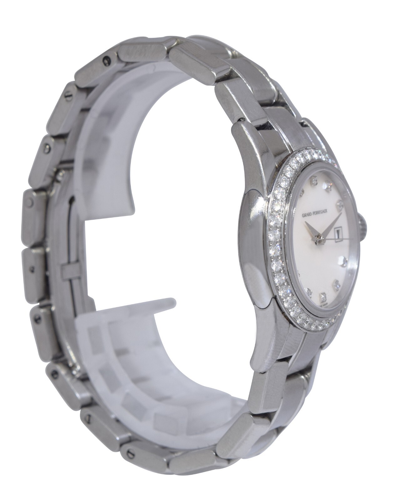 Girard Perragaux Lady F Steel MOP Diamond Ladies 29mm Automatic Watch B/P 8039